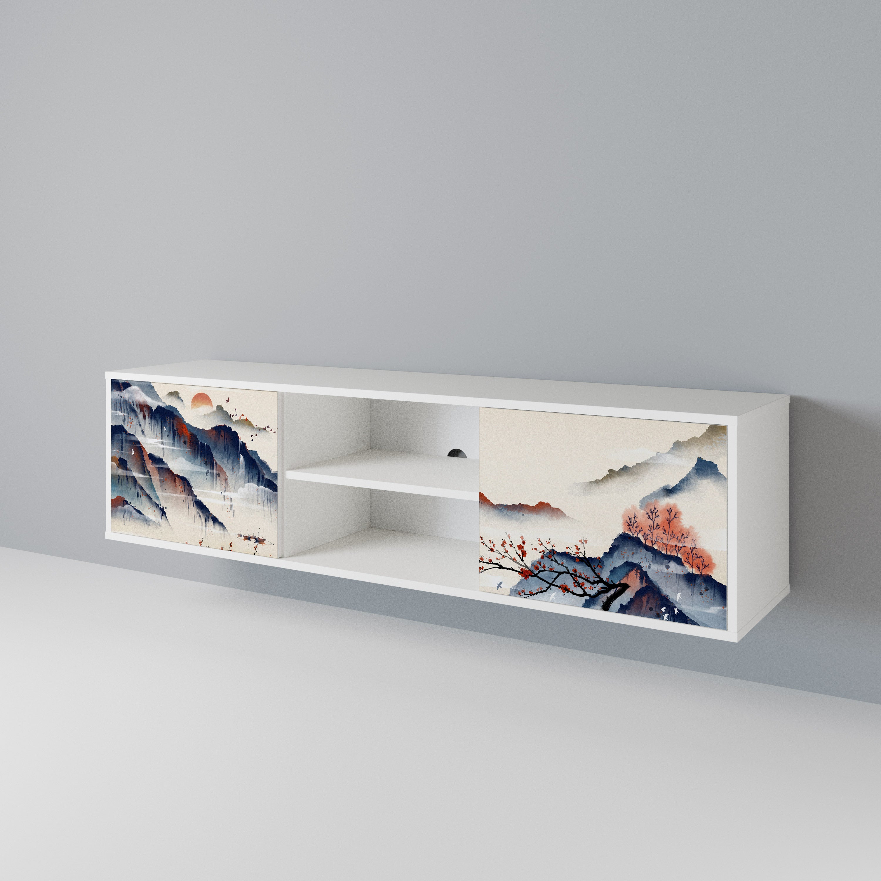 JAPANESE LANDSCAPE 2-Door TV Cabinet