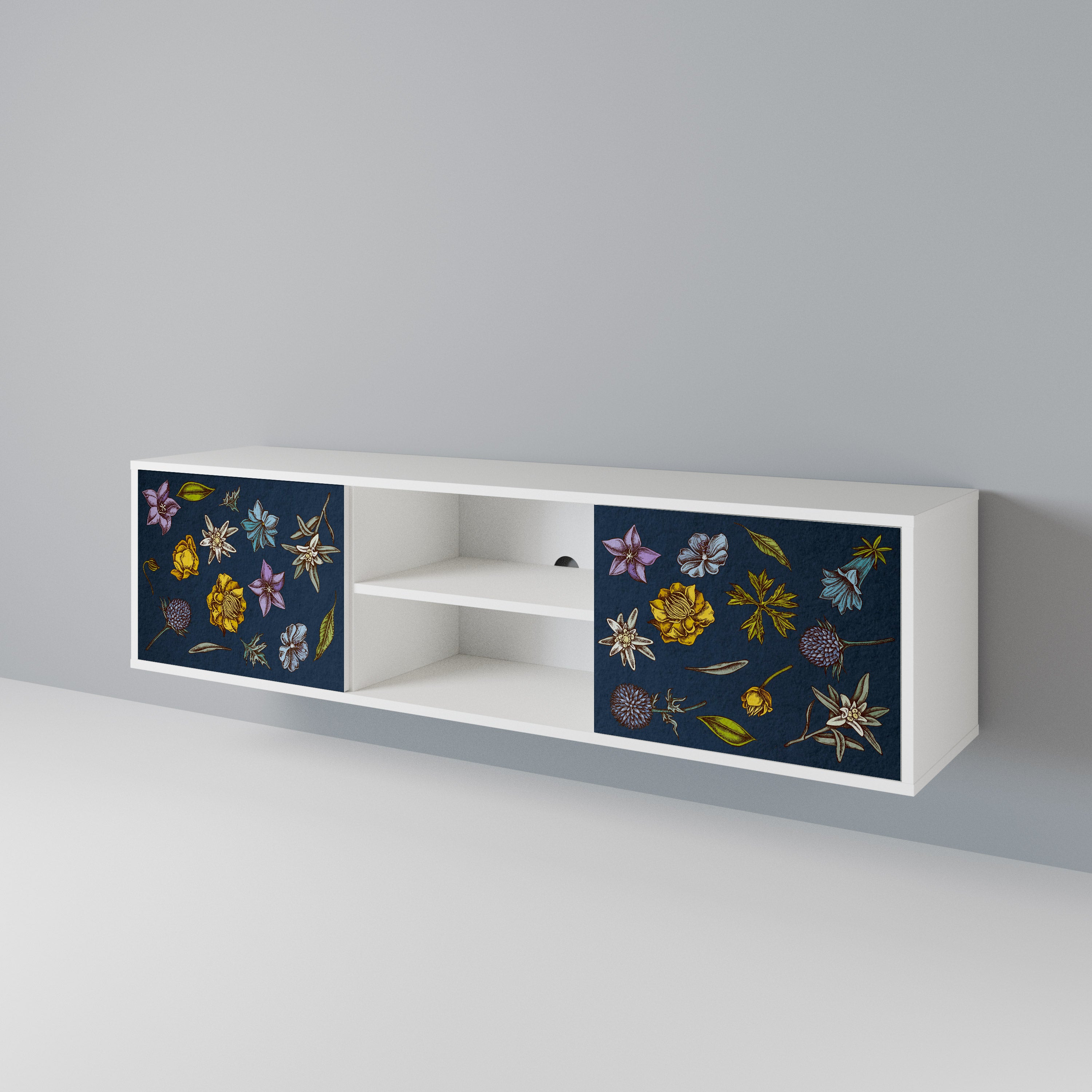 FLOWERS ON NAVY BLUE Έπιπλο τηλεόρασης 2-θυρών