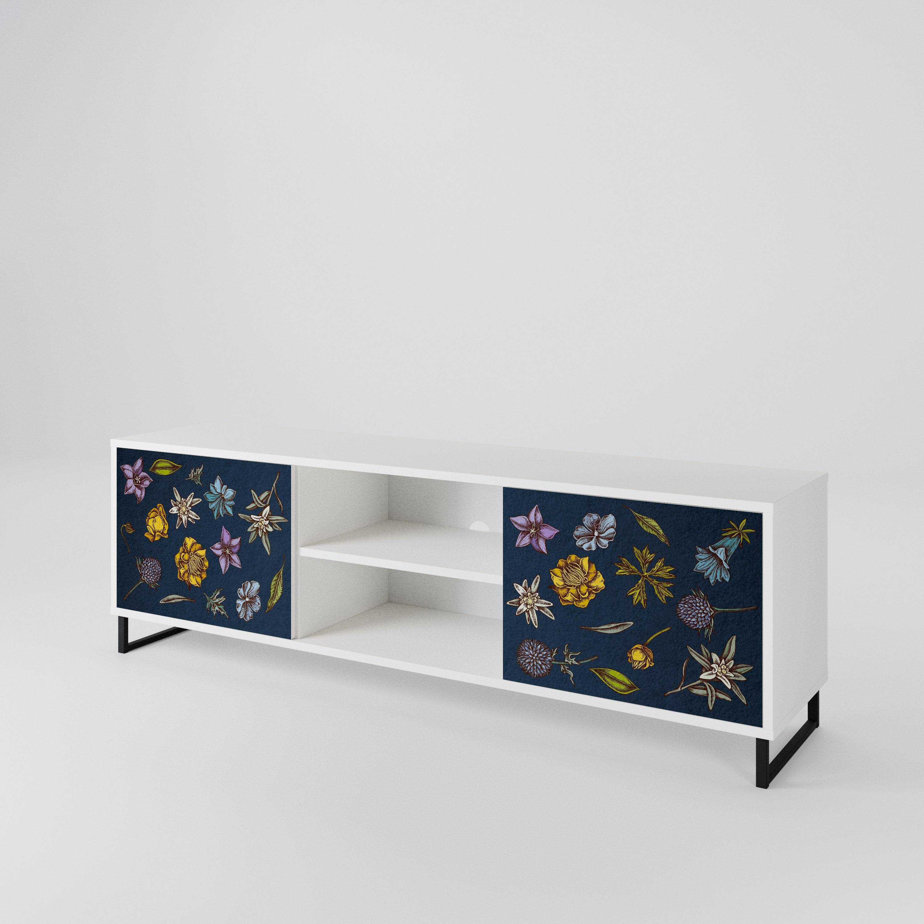FLOWERS ON NAVY BLUE Έπιπλο τηλεόρασης 2-θυρών