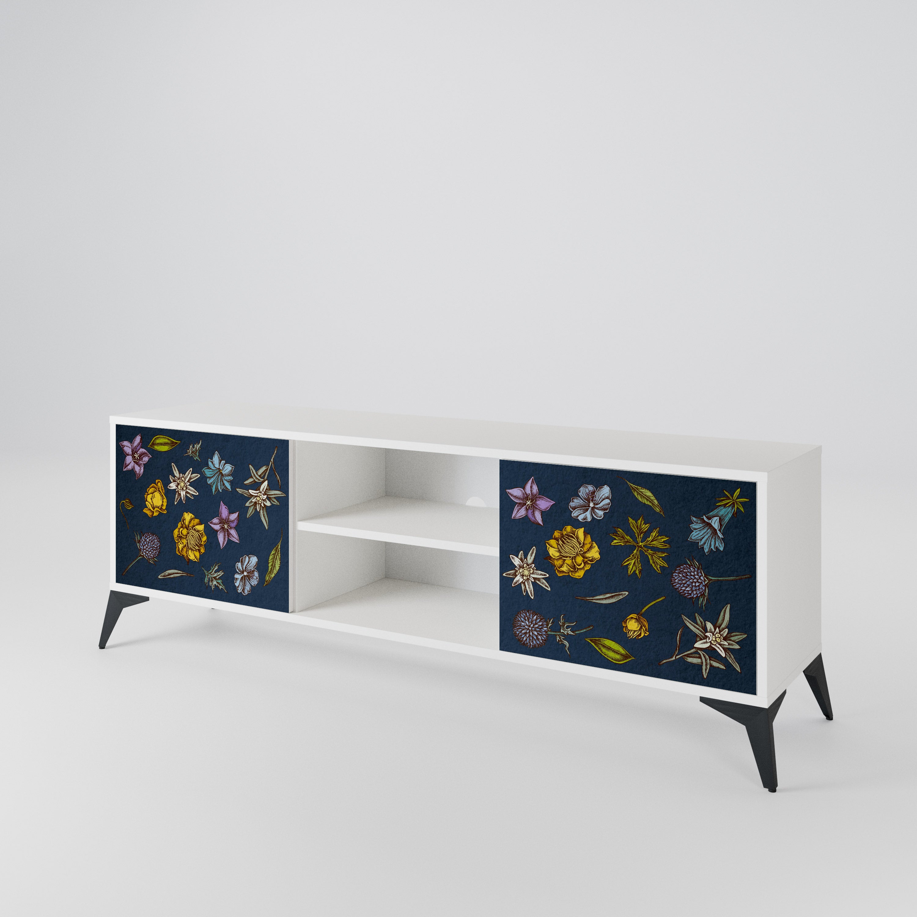 FLOWERS ON NAVY BLUE Έπιπλο τηλεόρασης 2-θυρών