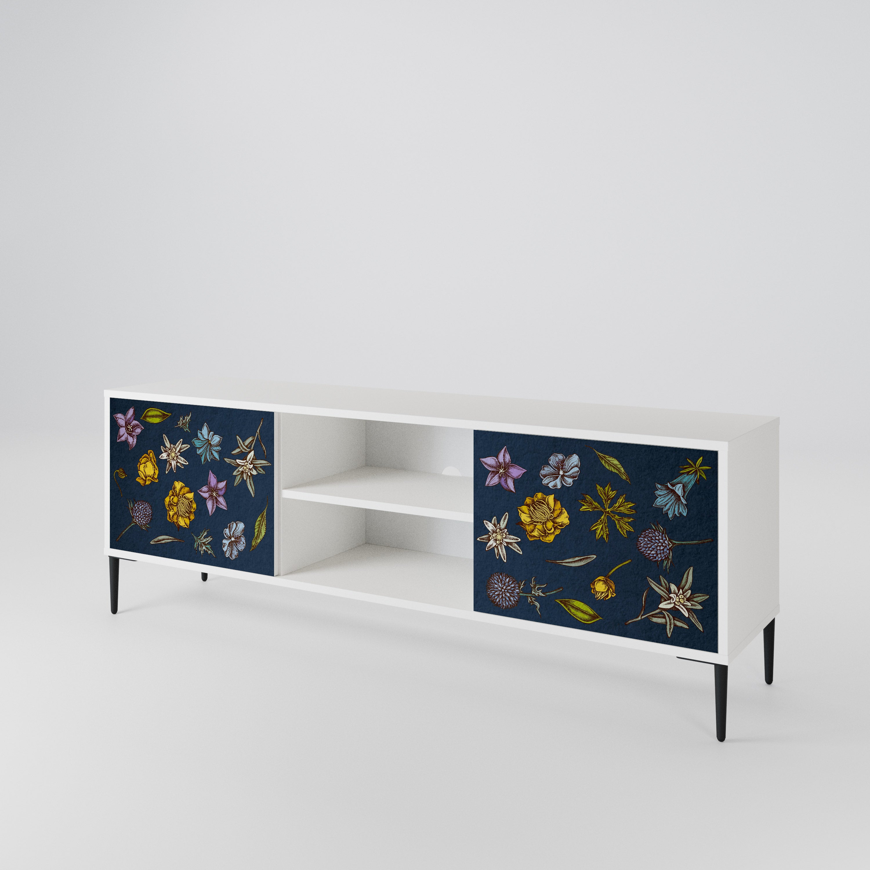 FLOWERS ON NAVY BLUE Έπιπλο τηλεόρασης 2-θυρών