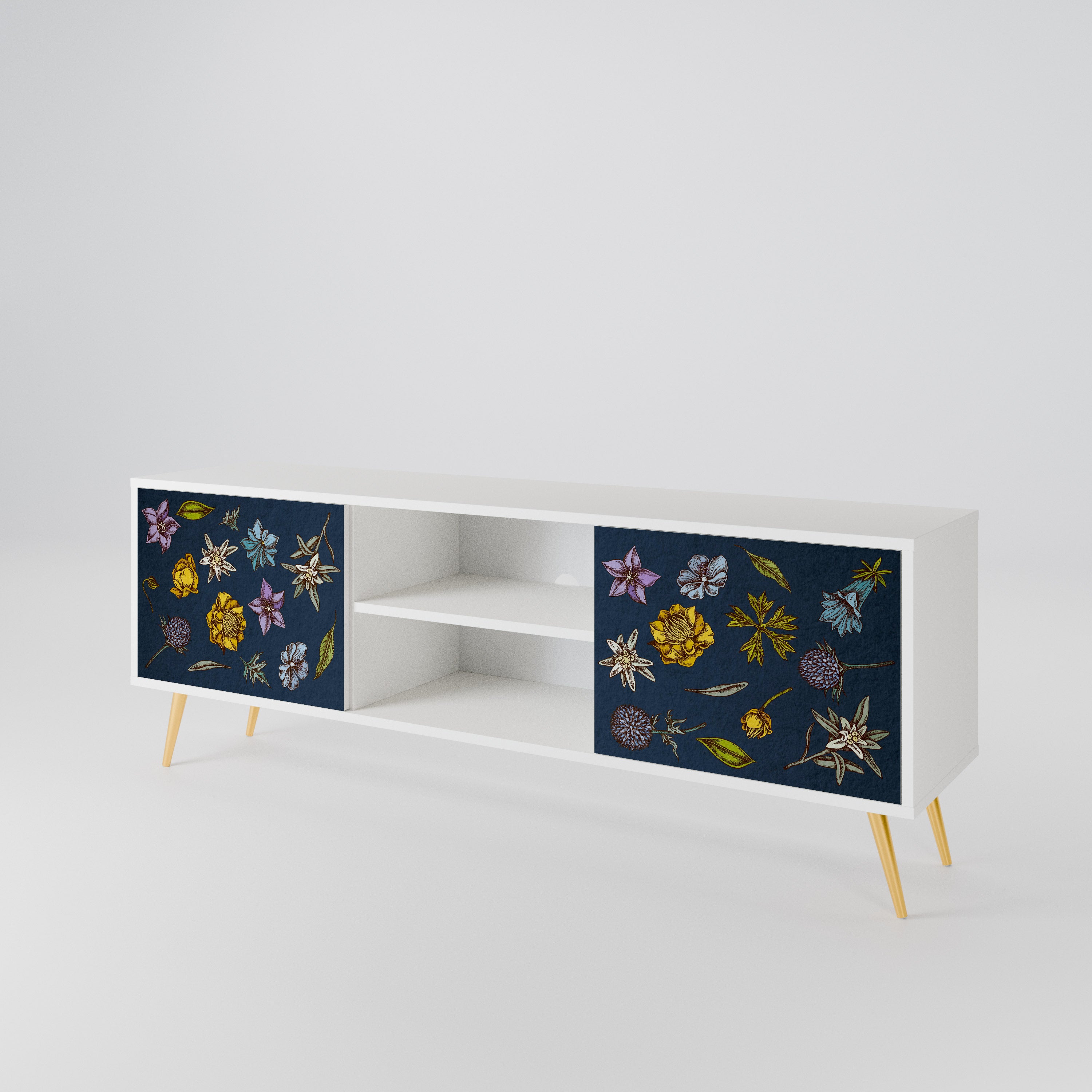 FLOWERS ON NAVY BLUE Έπιπλο τηλεόρασης 2-θυρών