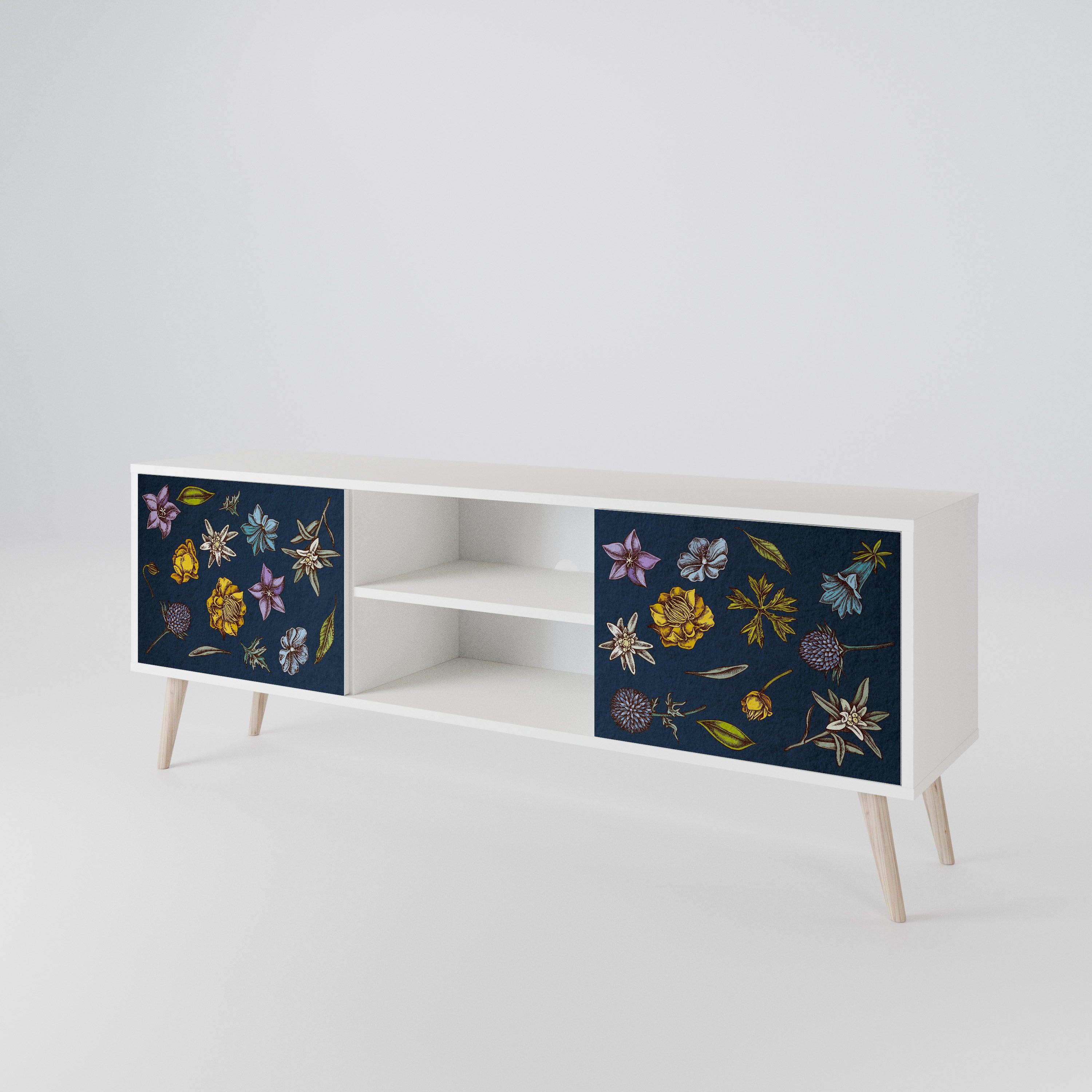 FLOWERS ON NAVY BLUE Έπιπλο τηλεόρασης 2-θυρών
