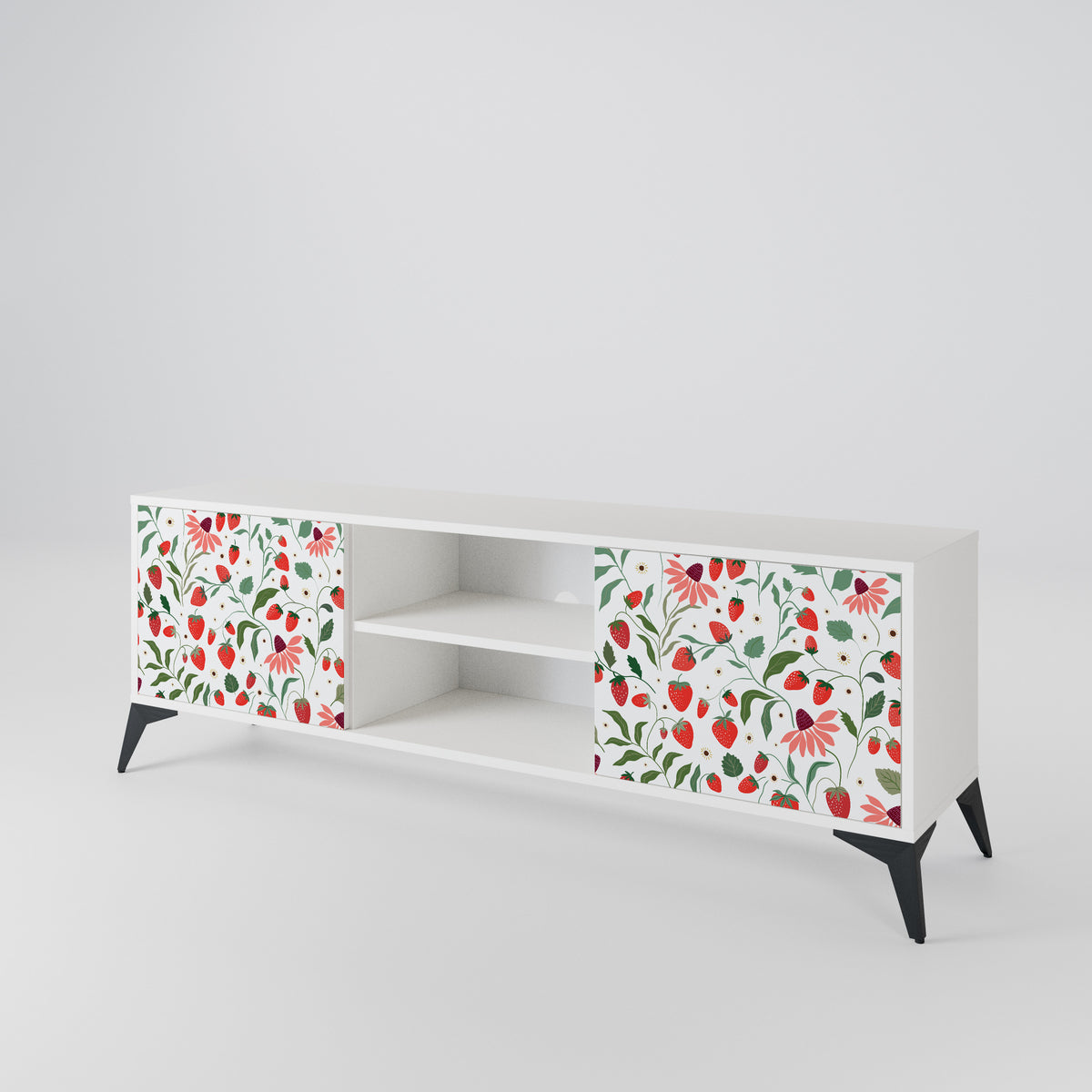 FLOWERS AND STRAWBERRIES Έπιπλο τηλεόρασης 2-θυρών
