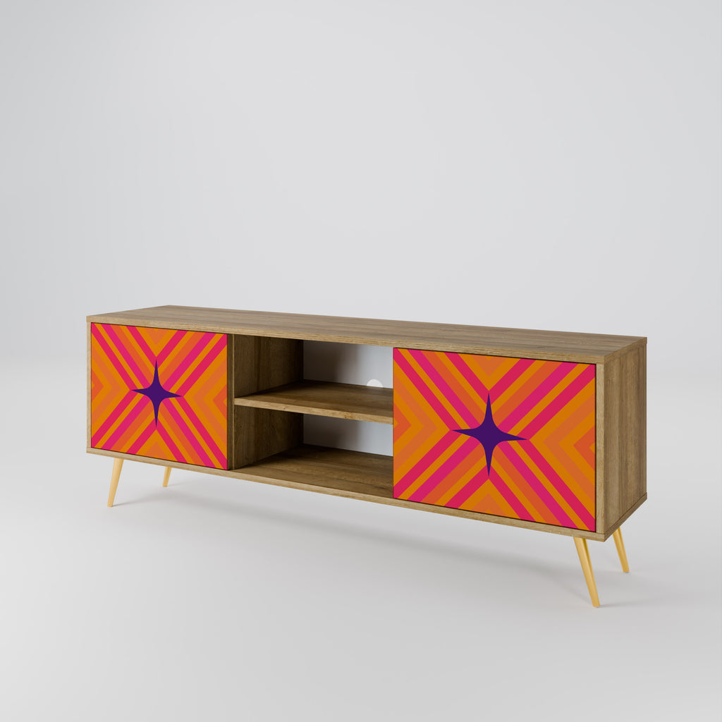 Βάση τηλεόρασης GEOMETRIC BRILLIANCE με 2 πόρτες σε όψη δρυός