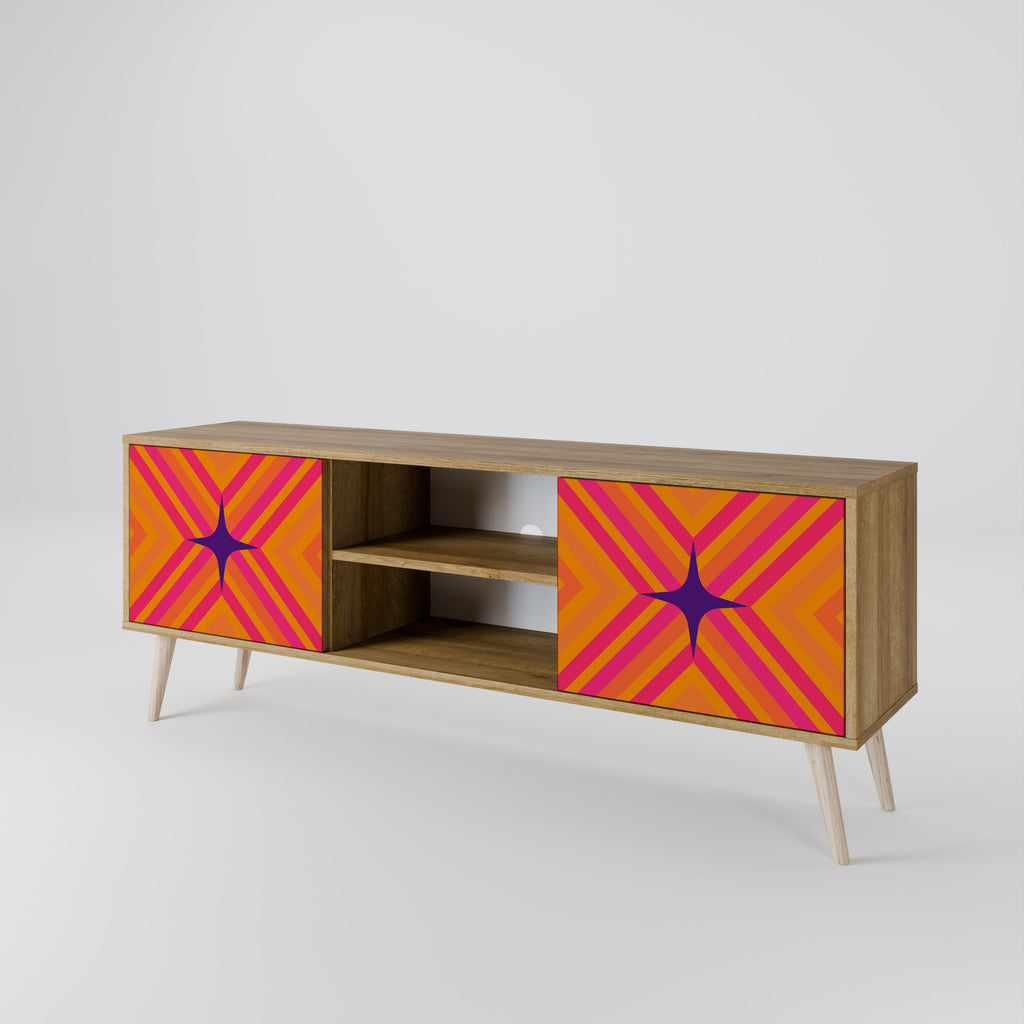 Βάση τηλεόρασης GEOMETRIC BRILLIANCE με 2 πόρτες σε όψη δρυός