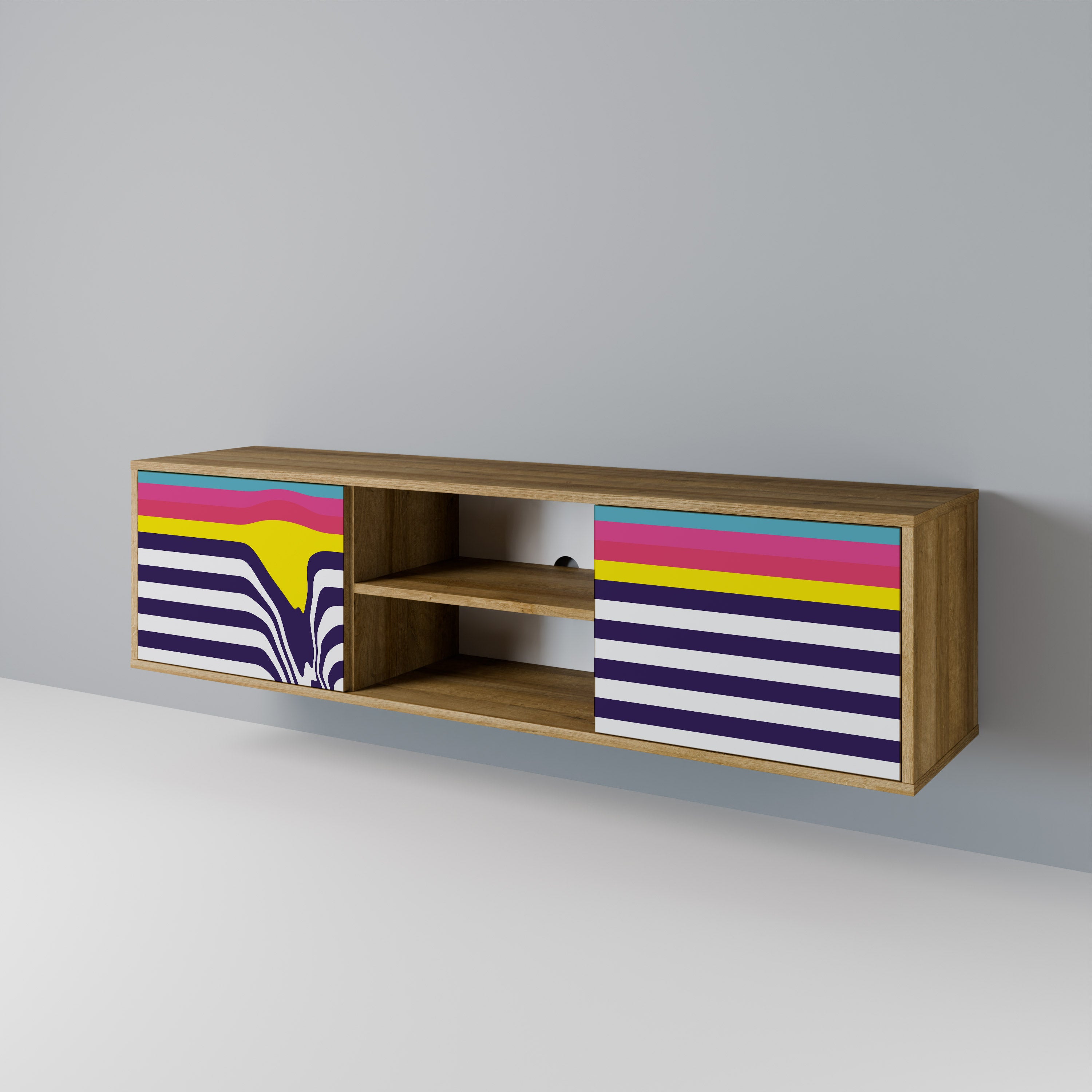 Βάση τηλεόρασης COLORFUL DIVERSION 2 πορτών σε εφέ δρυός