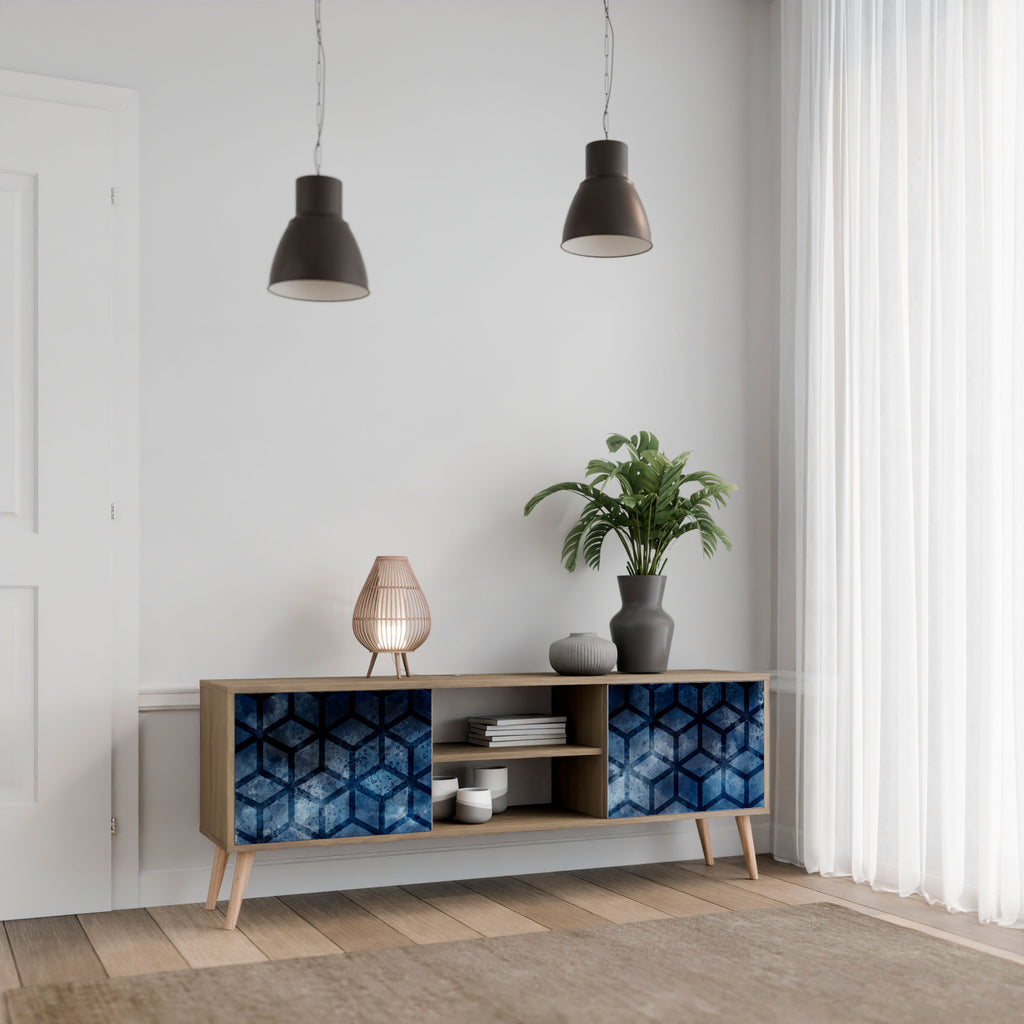 CUBIC MIST 2-Door TV Stand in Oak Effect