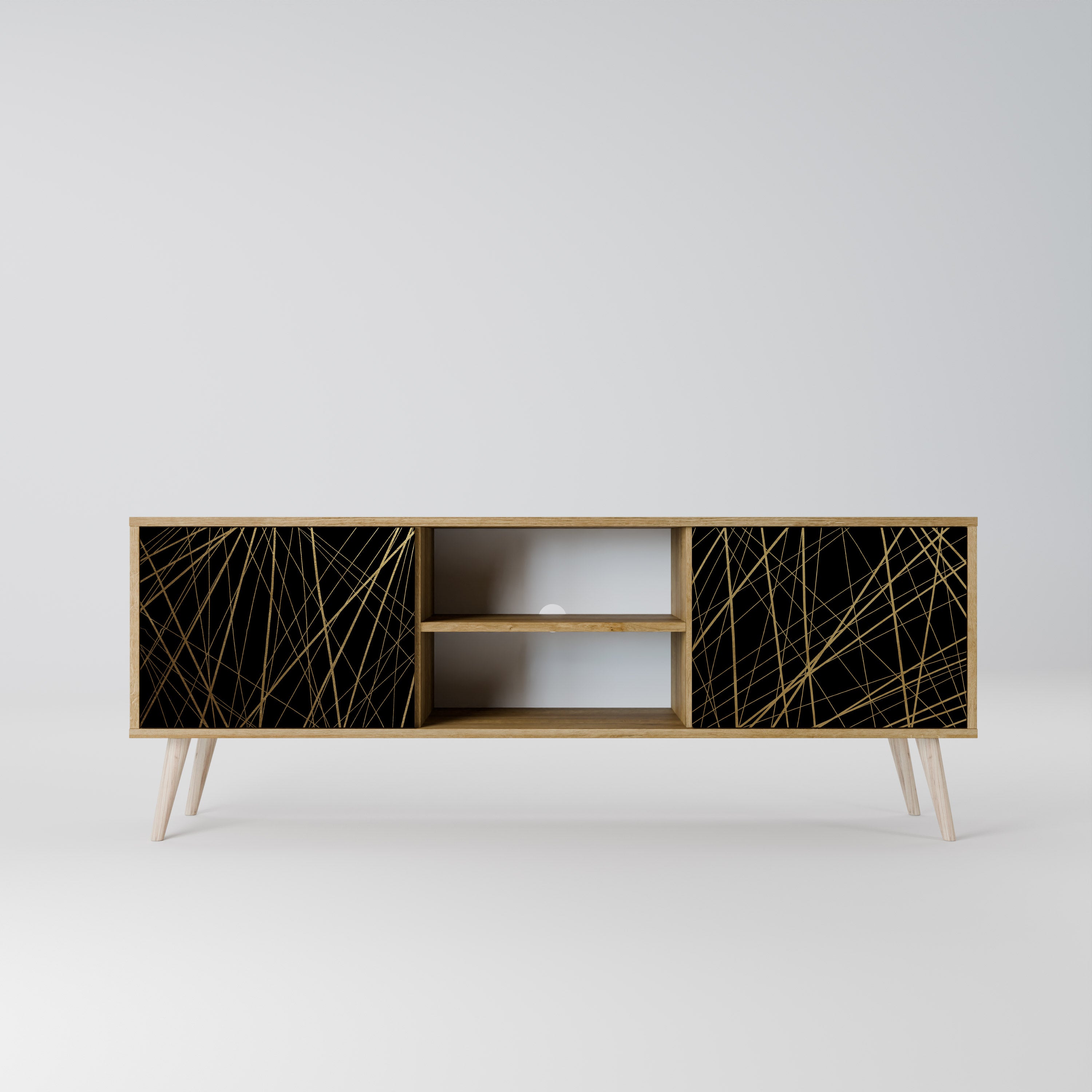 BRIGHT MESH 2-Door TV Stand in Oak Effect