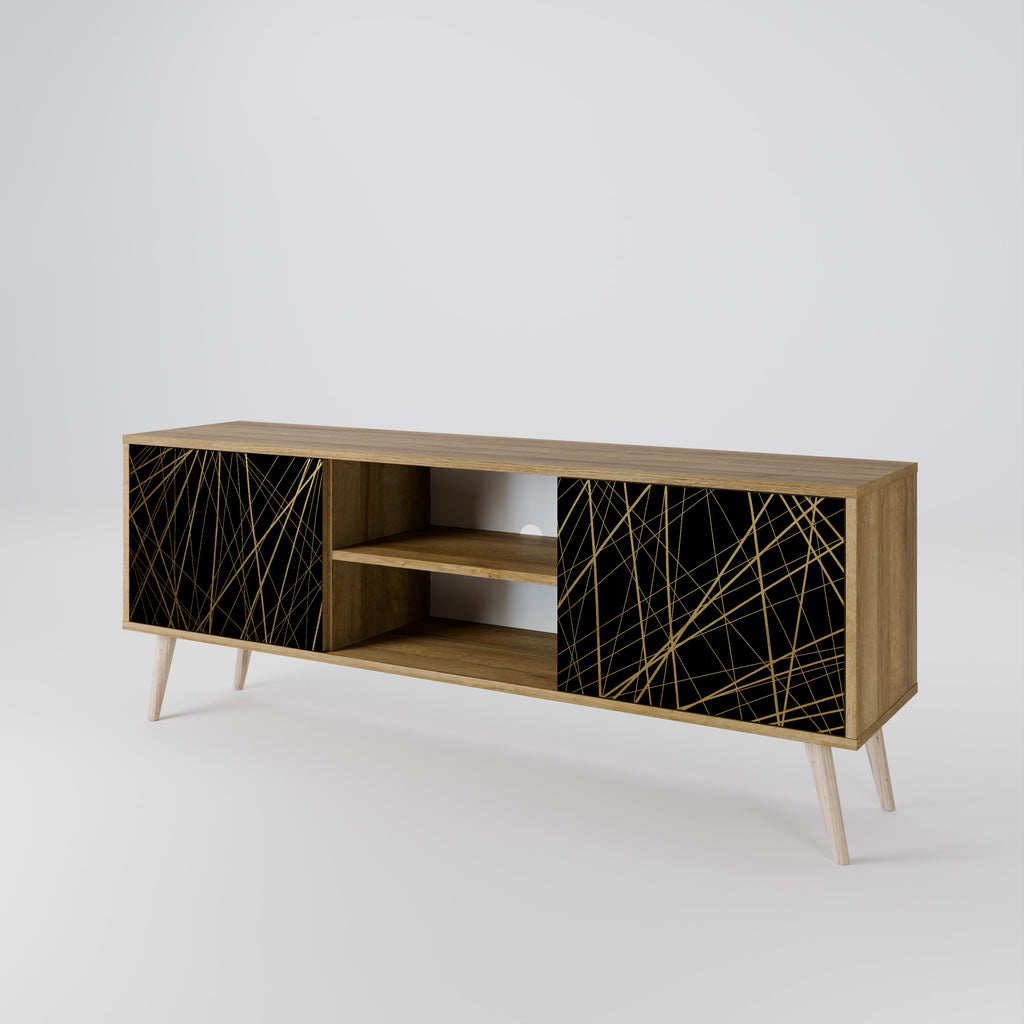 BRIGHT MESH 2-Door TV Stand in Oak Effect