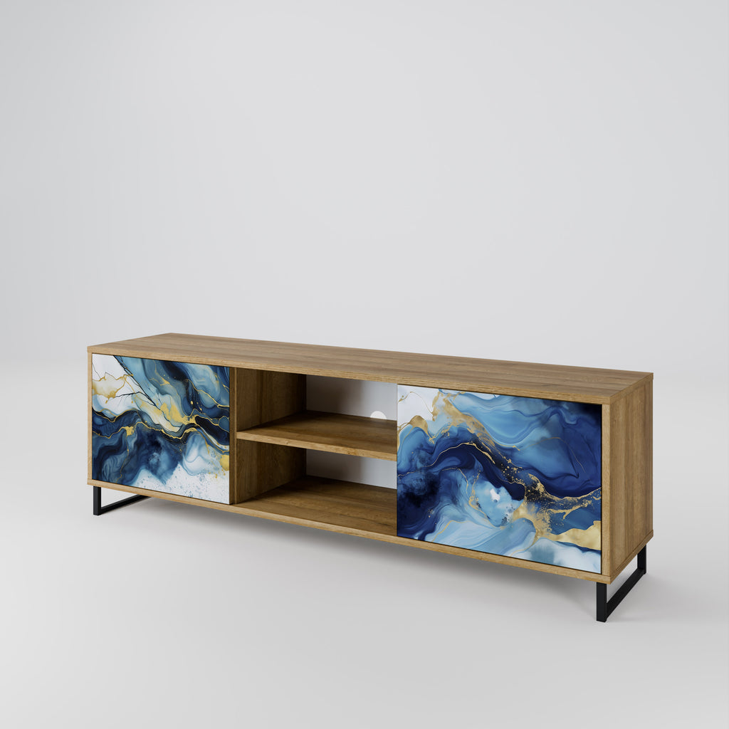 Βάση τηλεόρασης INKY MARBLE με 2 πόρτες σε εφέ δρυός