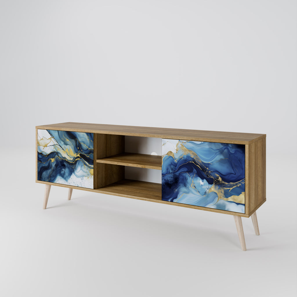 Βάση τηλεόρασης INKY MARBLE με 2 πόρτες σε εφέ δρυός