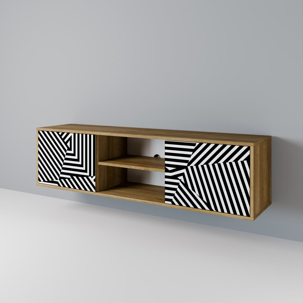 ILLUSIONARY LATTICE 2-Door TV Stand in Oak Effect