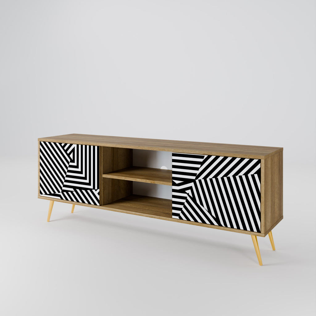 ILLUSIONARY LATTICE 2-Door TV Stand in Oak Effect