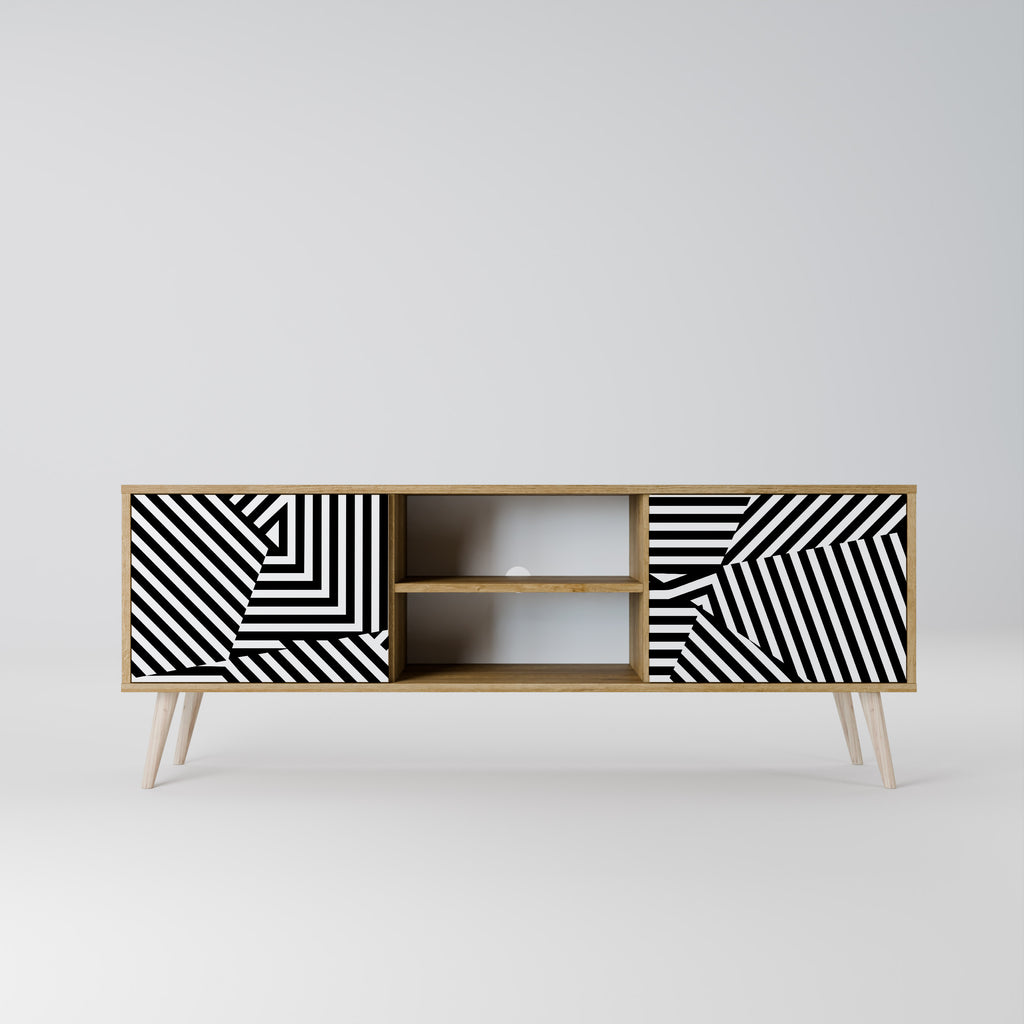 ILLUSIONARY LATTICE 2-Door TV Stand in Oak Effect