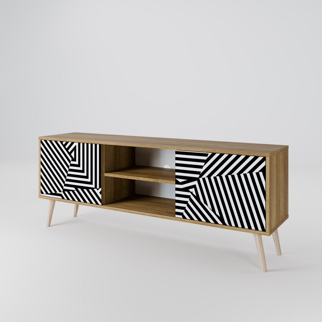 ILLUSIONARY LATTICE 2-Door TV Stand in Oak Effect