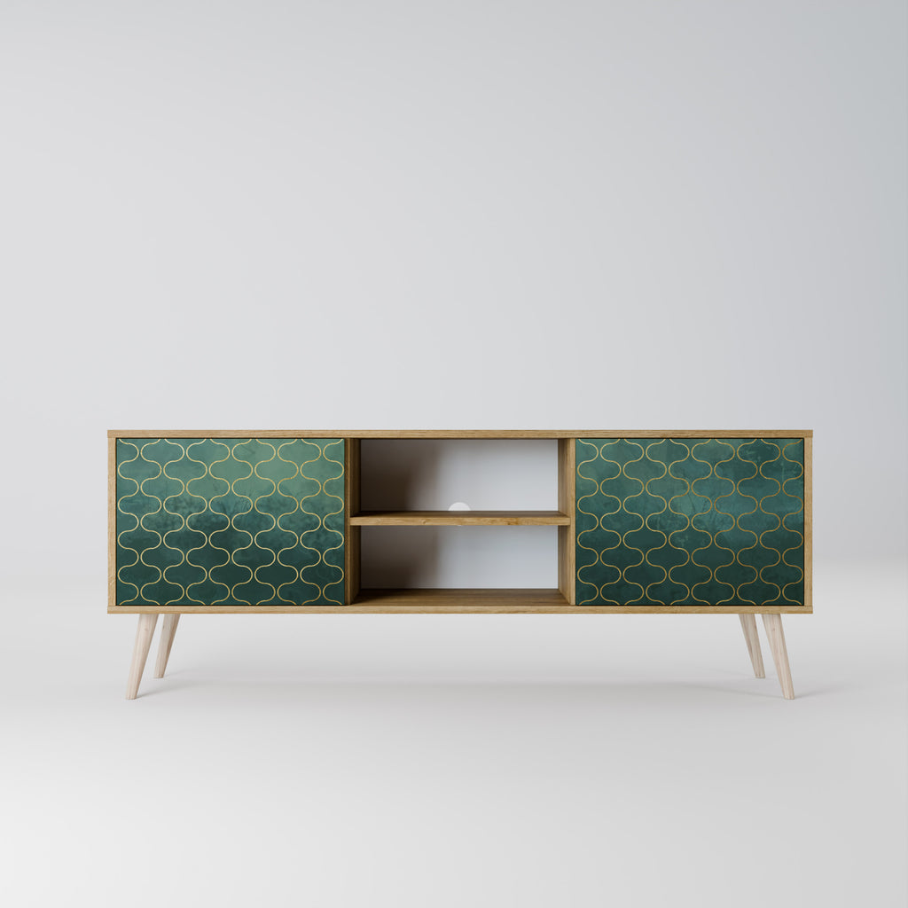 TESSELATED GREENERY 2-Door TV Stand in Oak Effect