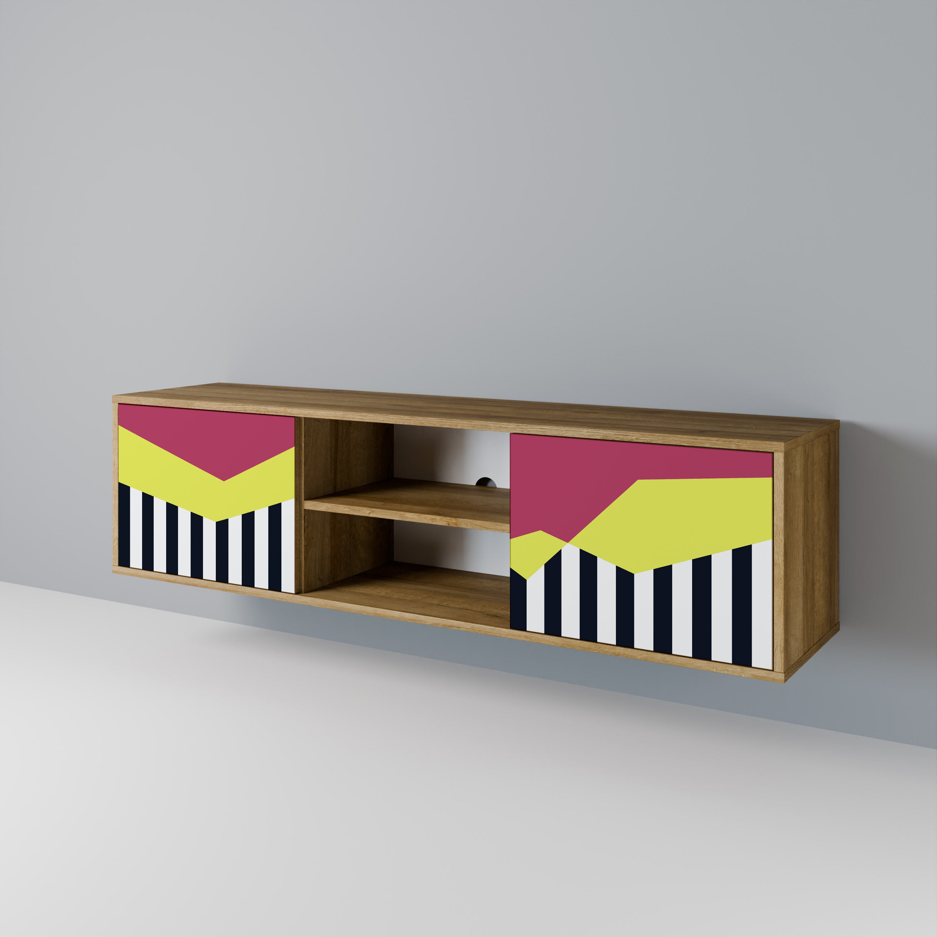 PIANO FANTASY 2-Door TV Stand in Oak Effect