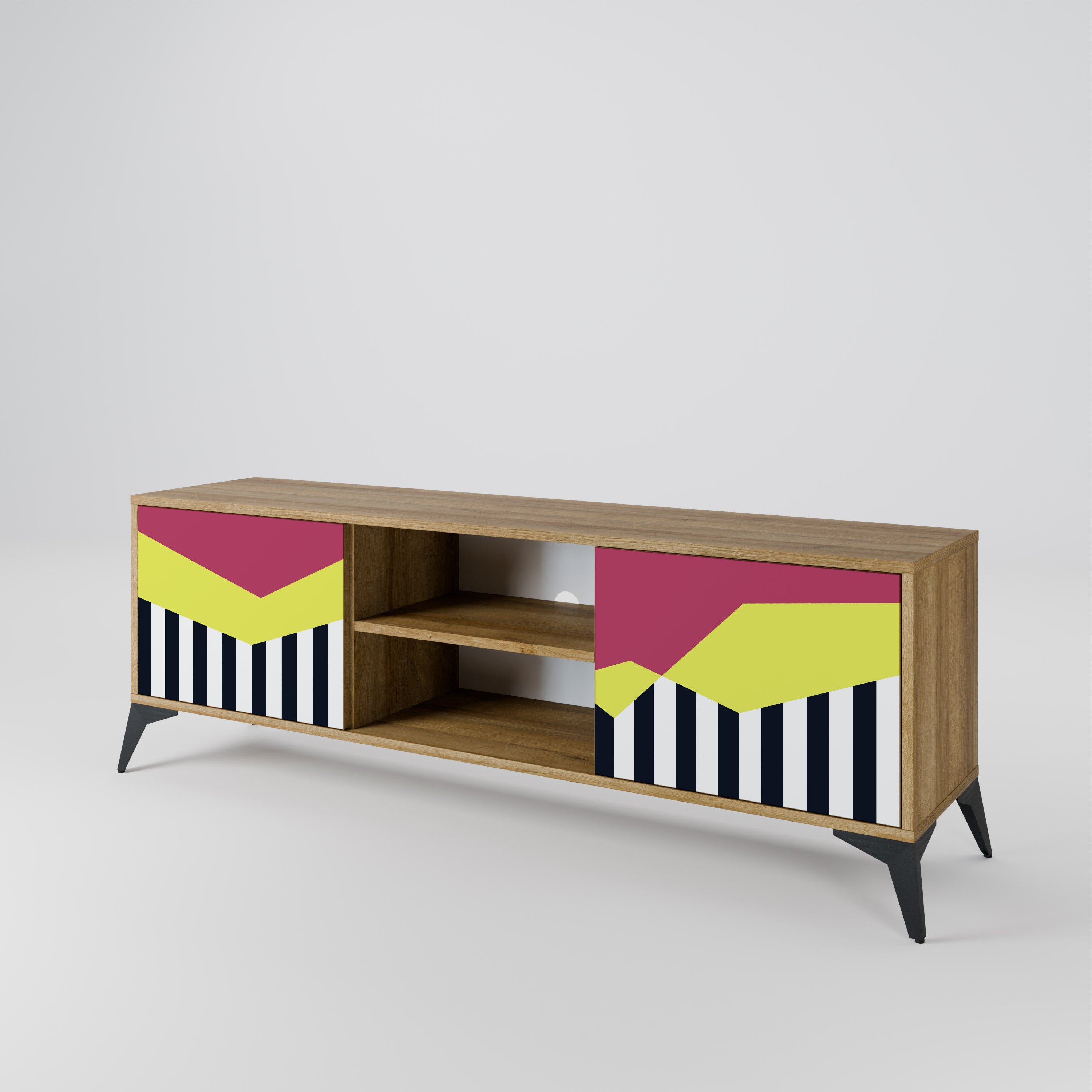 PIANO FANTASY 2-Door TV Stand in Oak Effect