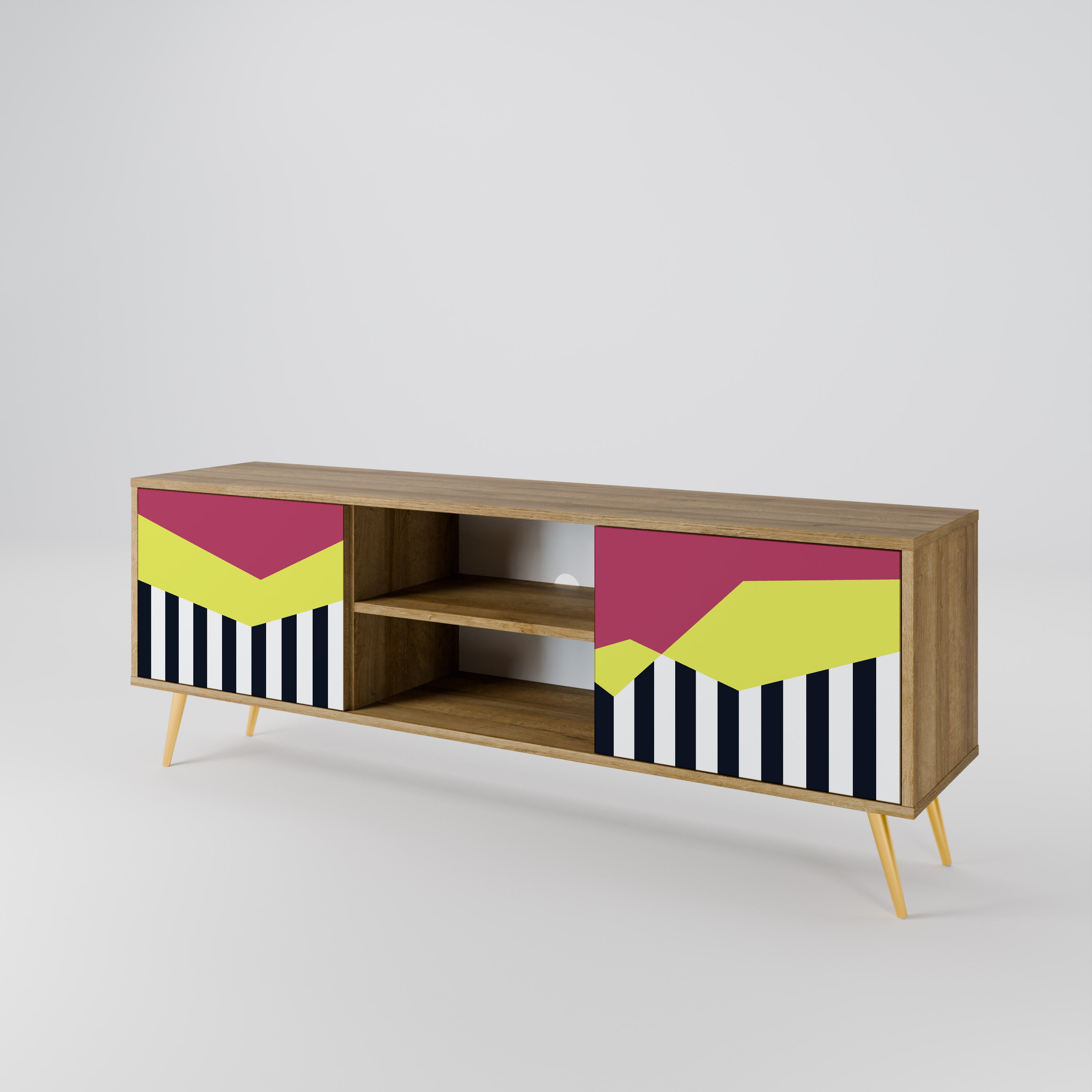 PIANO FANTASY 2-Door TV Stand in Oak Effect