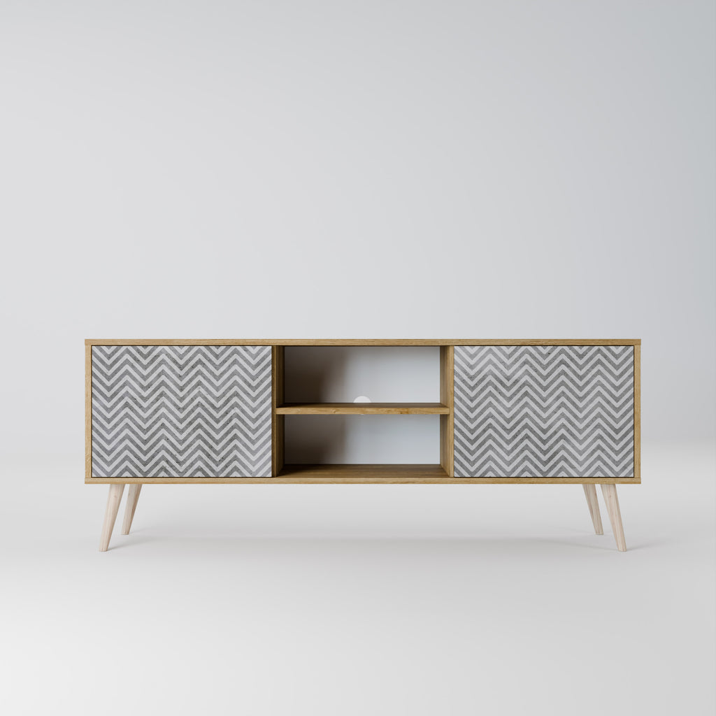 CONCRETE ZIG ZAG 2-Door TV Cabinet