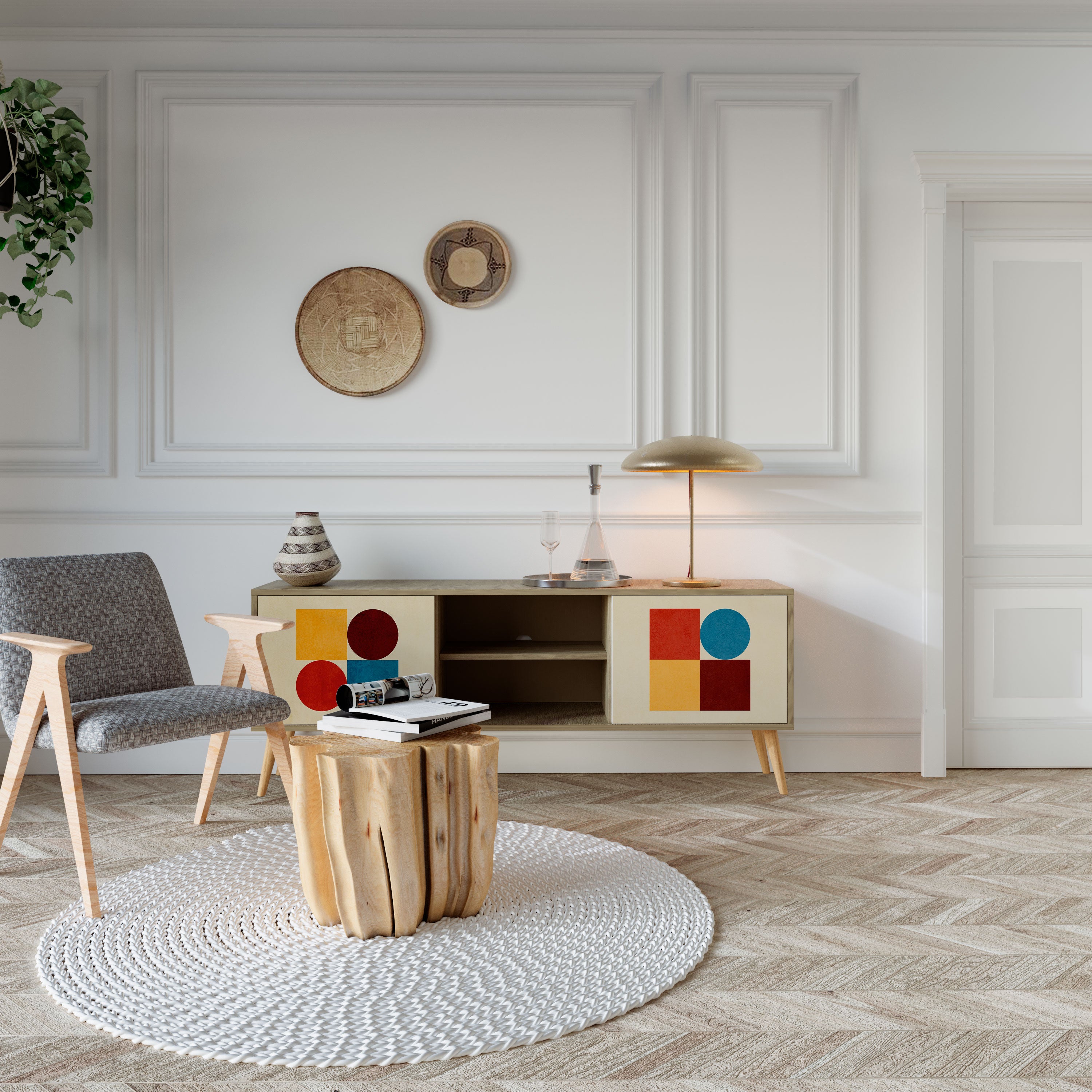 GEOMETRIC PUZZLE Έπιπλο τηλεόρασης 2-θυρών