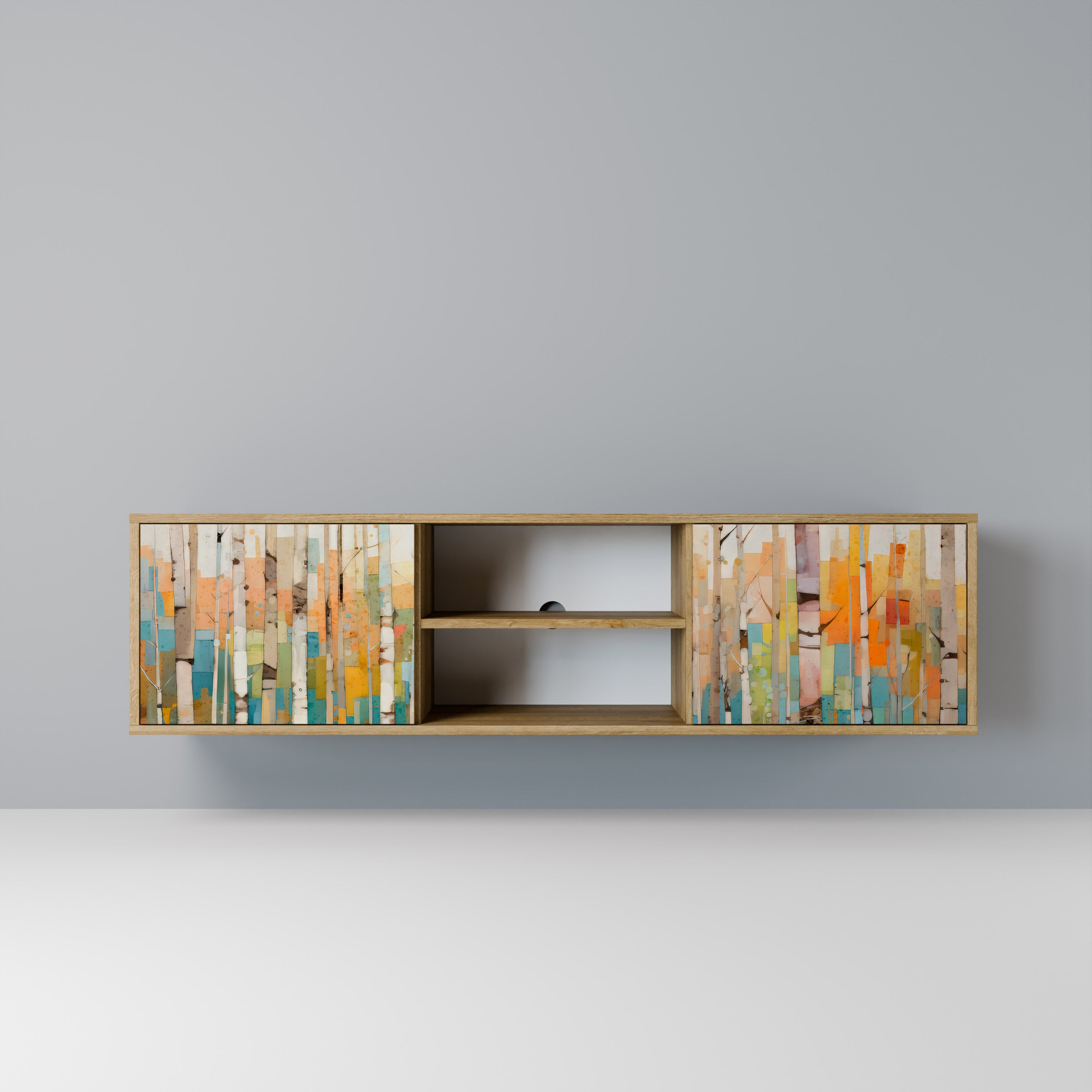 Βάση τηλεόρασης BIRCH KALEIDOSCOPE με 2 πόρτες σε όψη δρυός