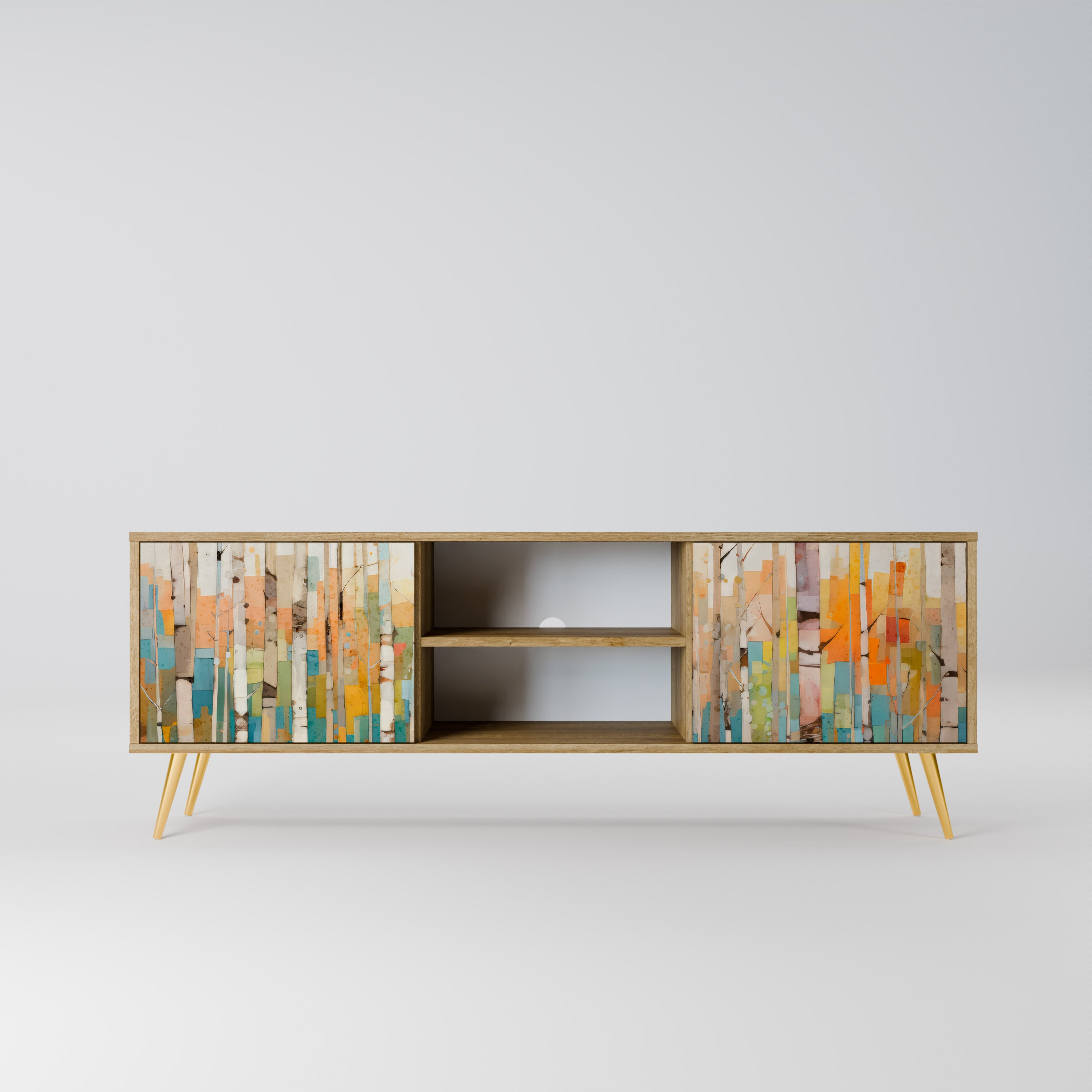 Βάση τηλεόρασης BIRCH KALEIDOSCOPE με 2 πόρτες σε όψη δρυός