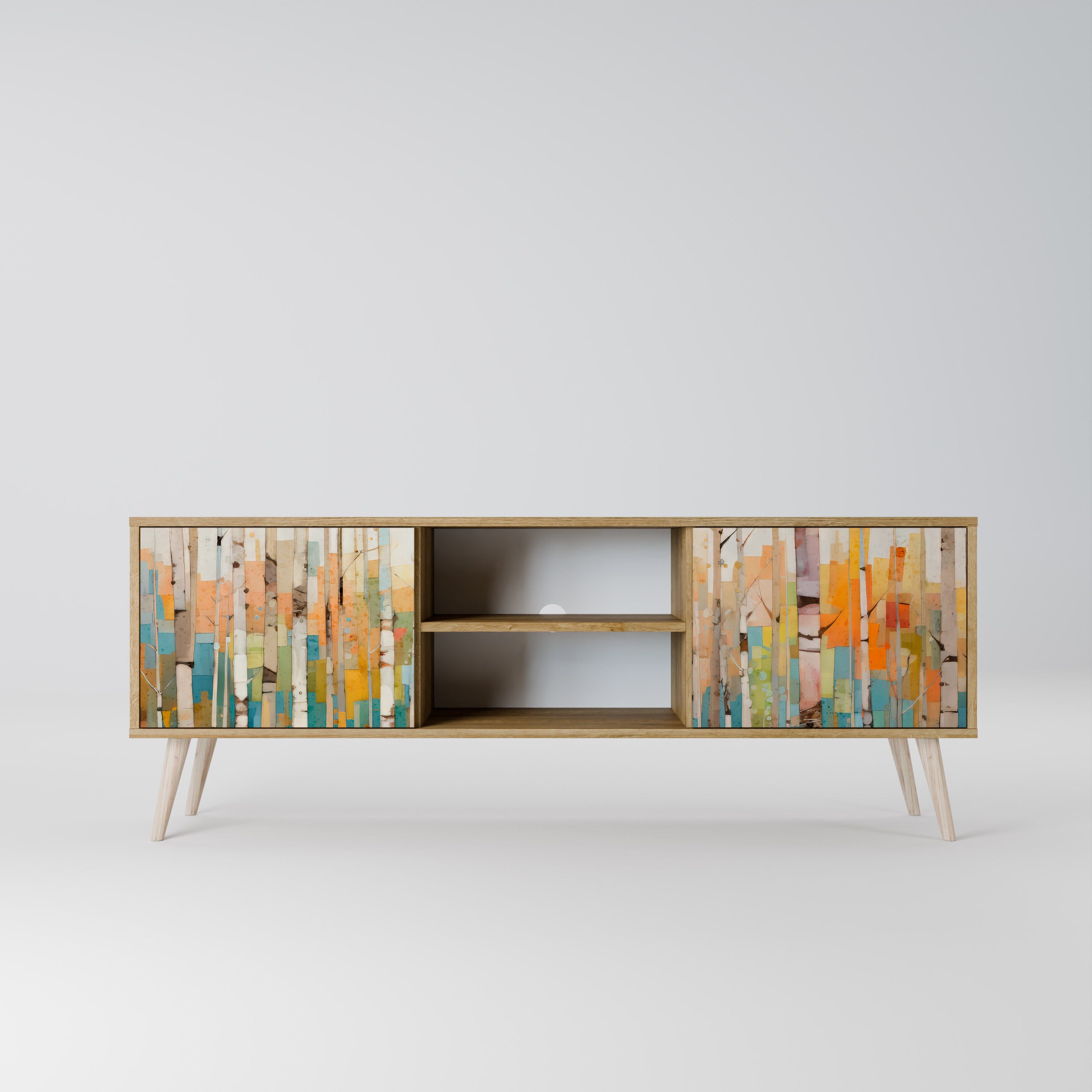 Βάση τηλεόρασης BIRCH KALEIDOSCOPE με 2 πόρτες σε όψη δρυός
