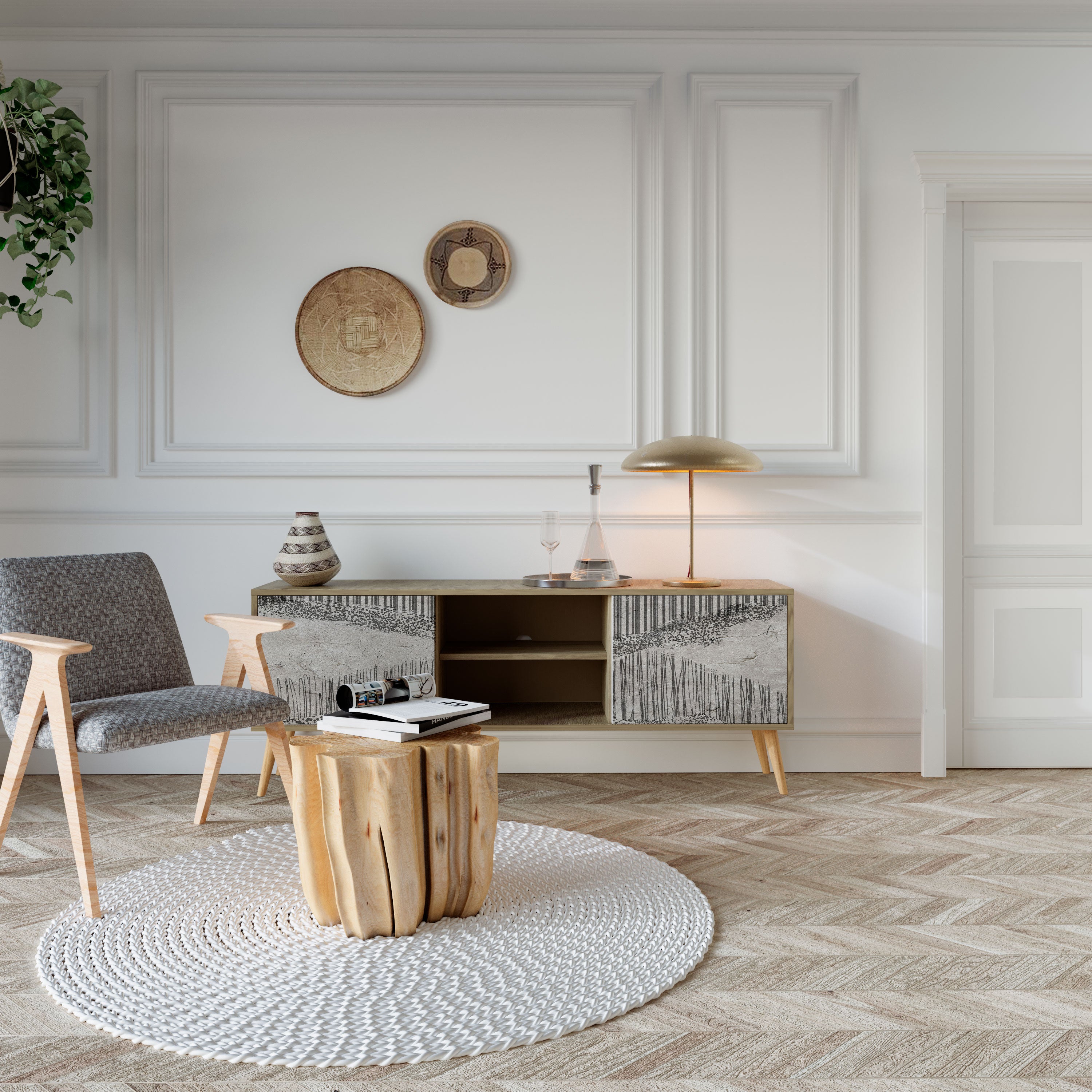 GRAIN LINES 2-Door TV Cabinet