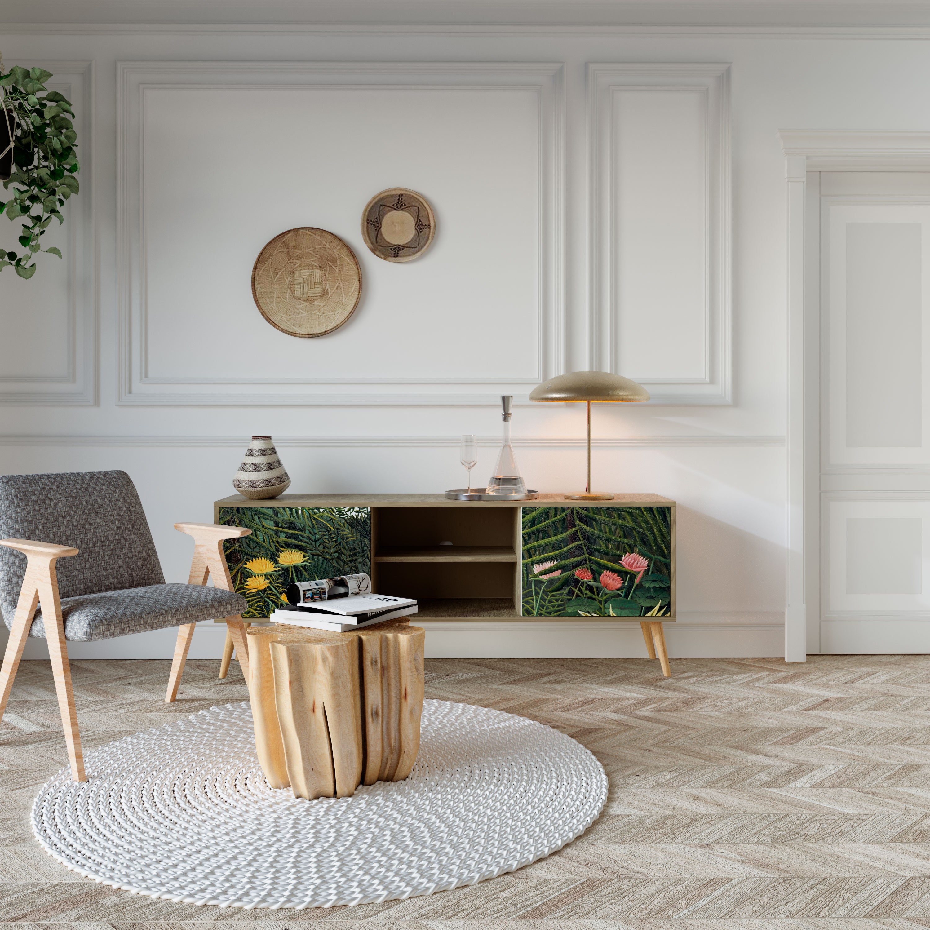 VIRGIN FOREST WITH SUNSET 2-Door TV Cabinet