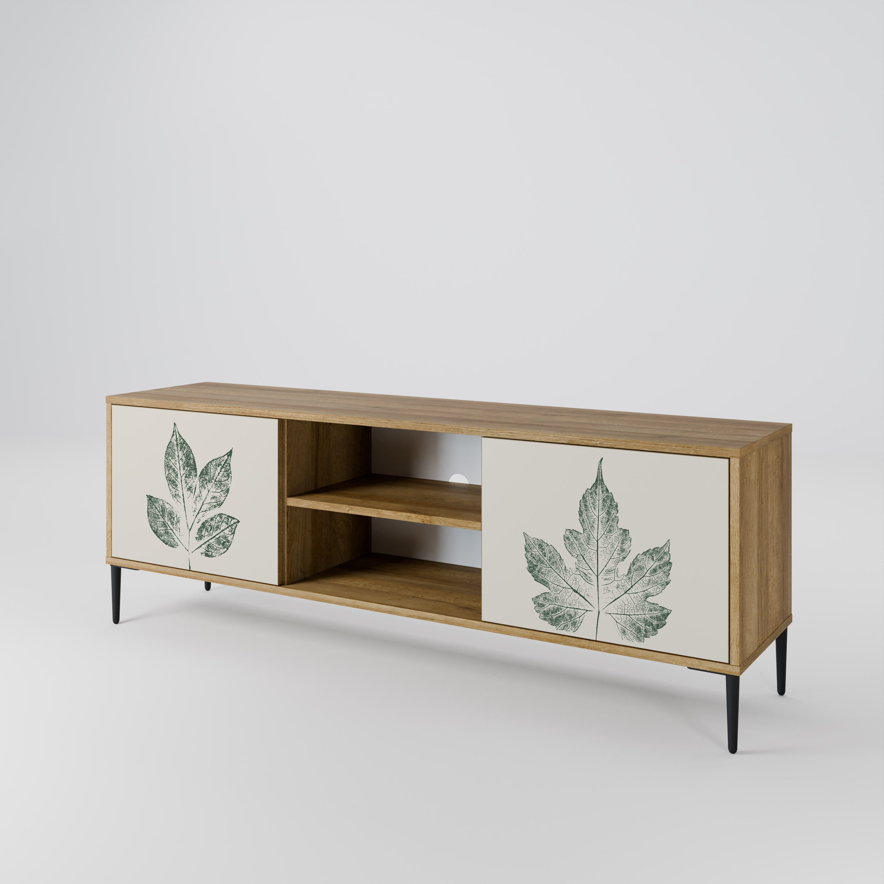 GREEN LEAFY STAMPS 2-Door TV Cabinet