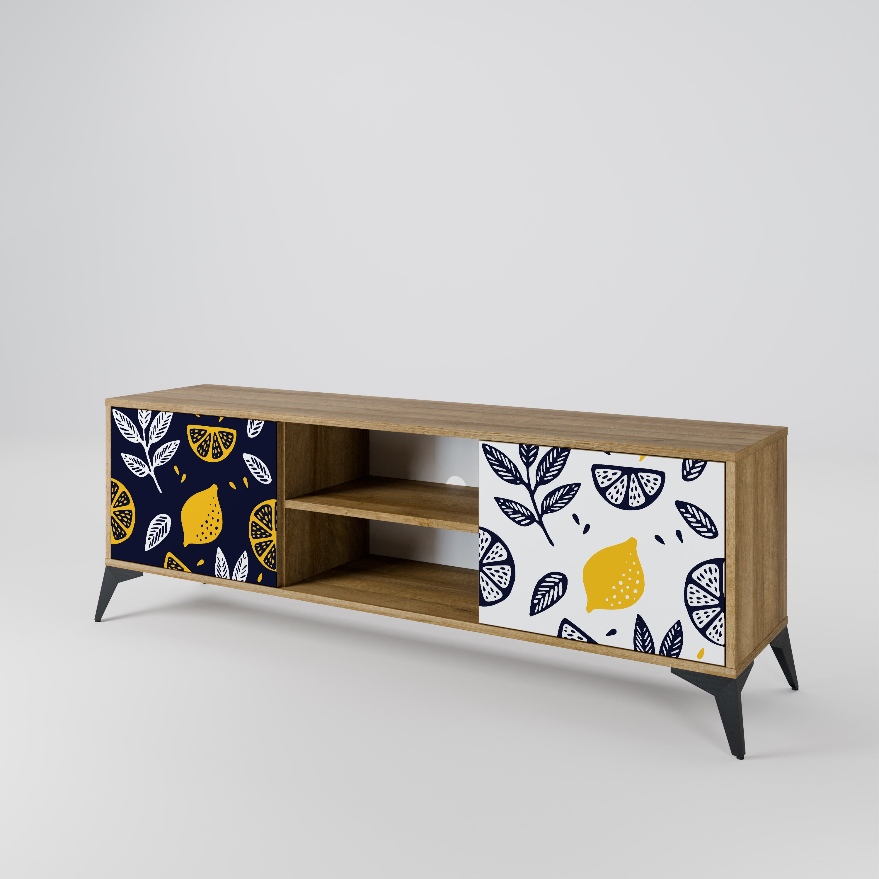 CITRUS BLACK AND WHITE 2-Door TV Cabinet