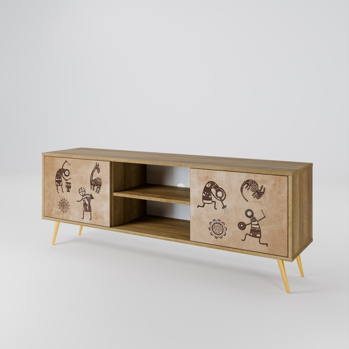 AFRICAN STYLE 2-Door TV Cabinet