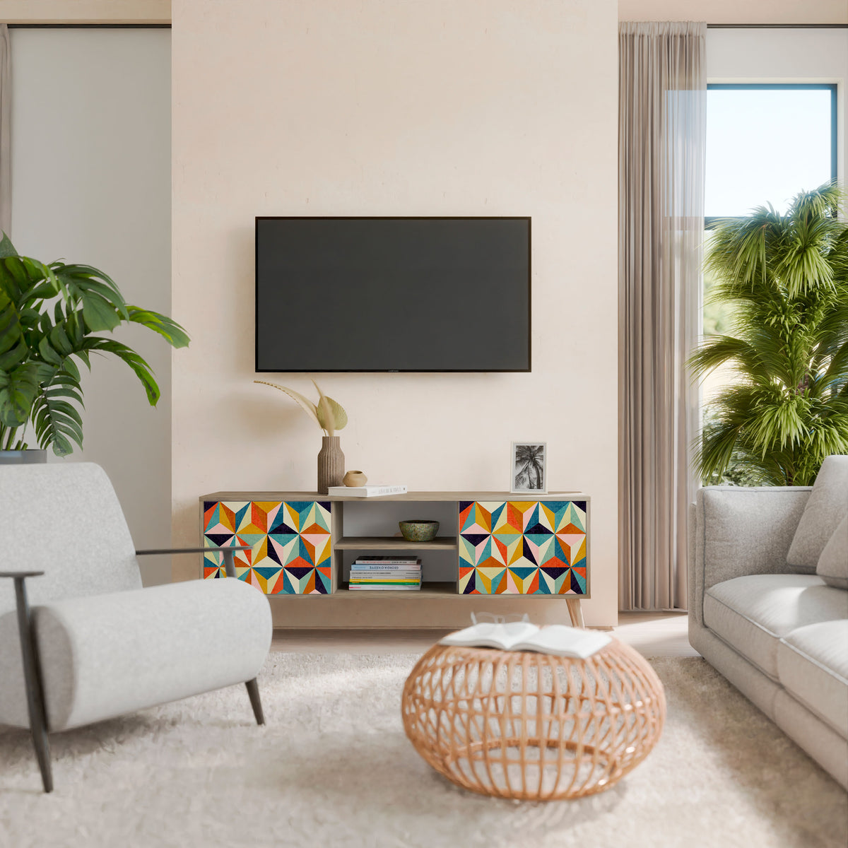 TESSELATE TREASURES 2-Door TV Cabinet
