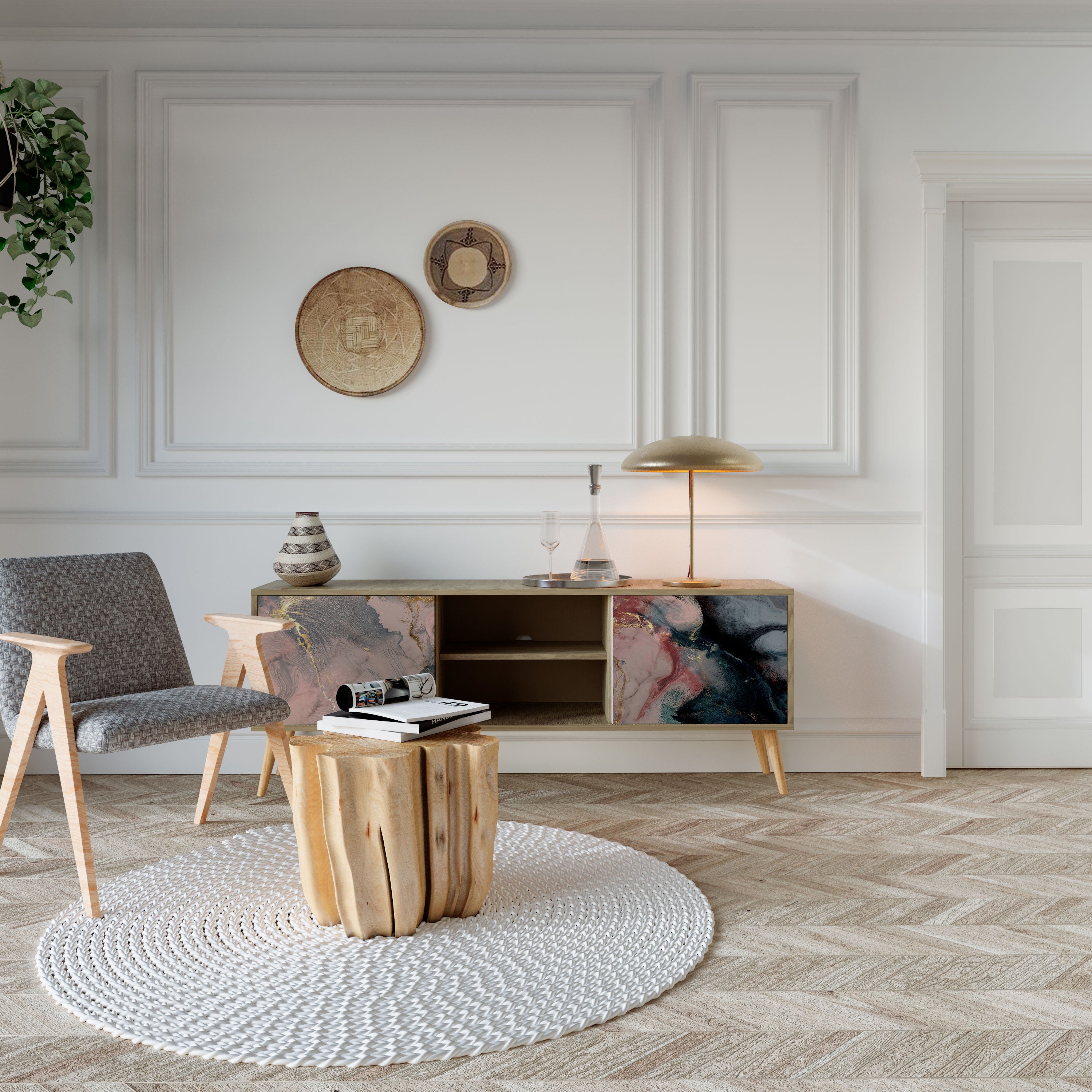 GILDED SWIRLS Έπιπλο τηλεόρασης 2-θυρών