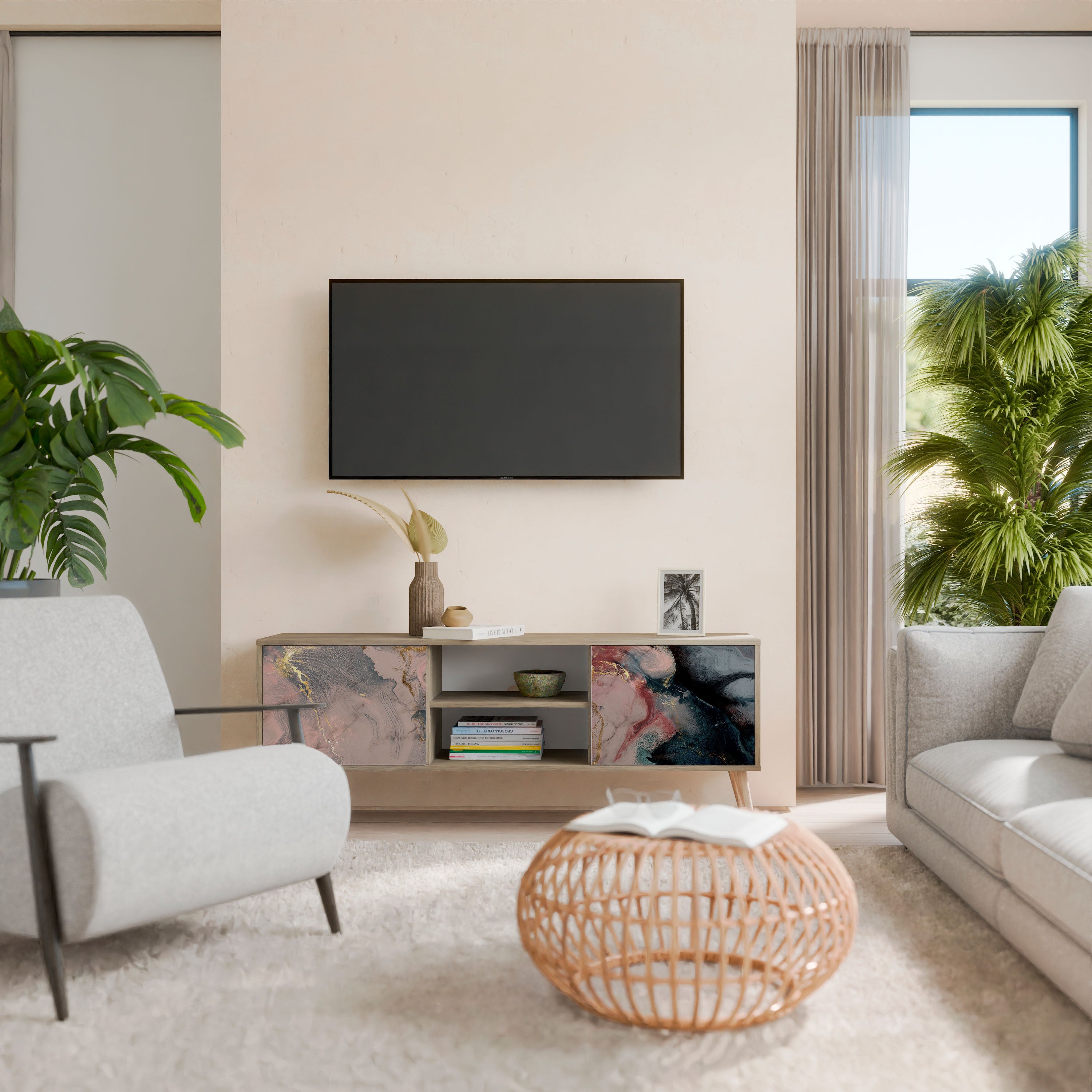 GILDED SWIRLS Έπιπλο τηλεόρασης 2-θυρών