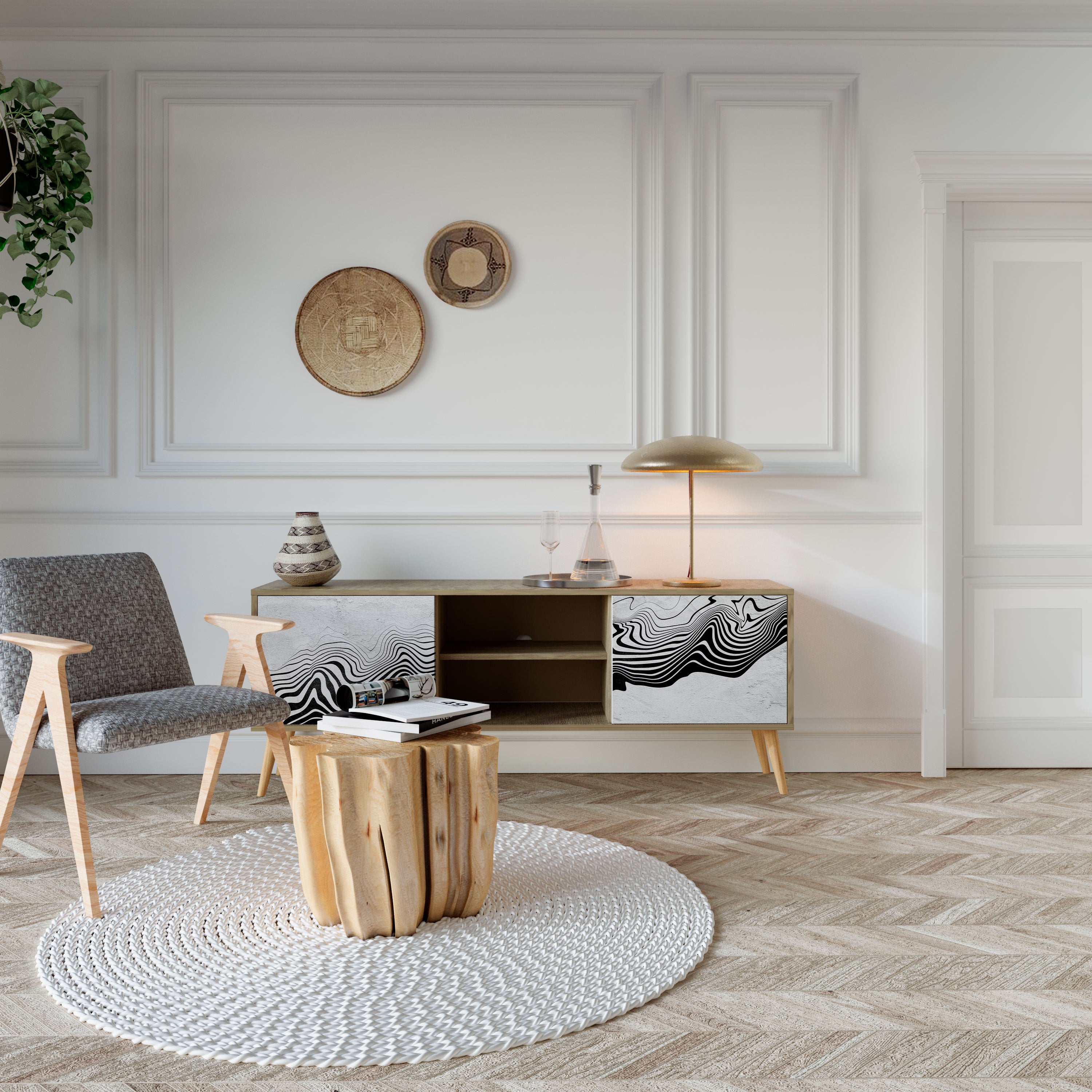 MONOCHROME MIRAGE Έπιπλο τηλεόρασης 2-θυρών