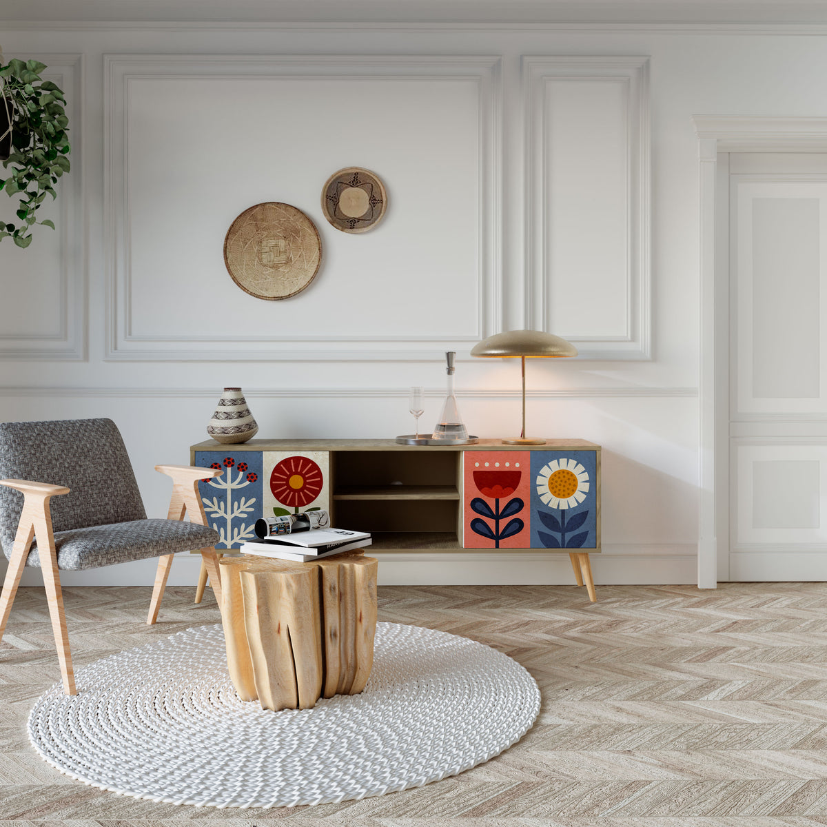 SCANDIC FLOWERET Έπιπλο τηλεόρασης 2-θυρών