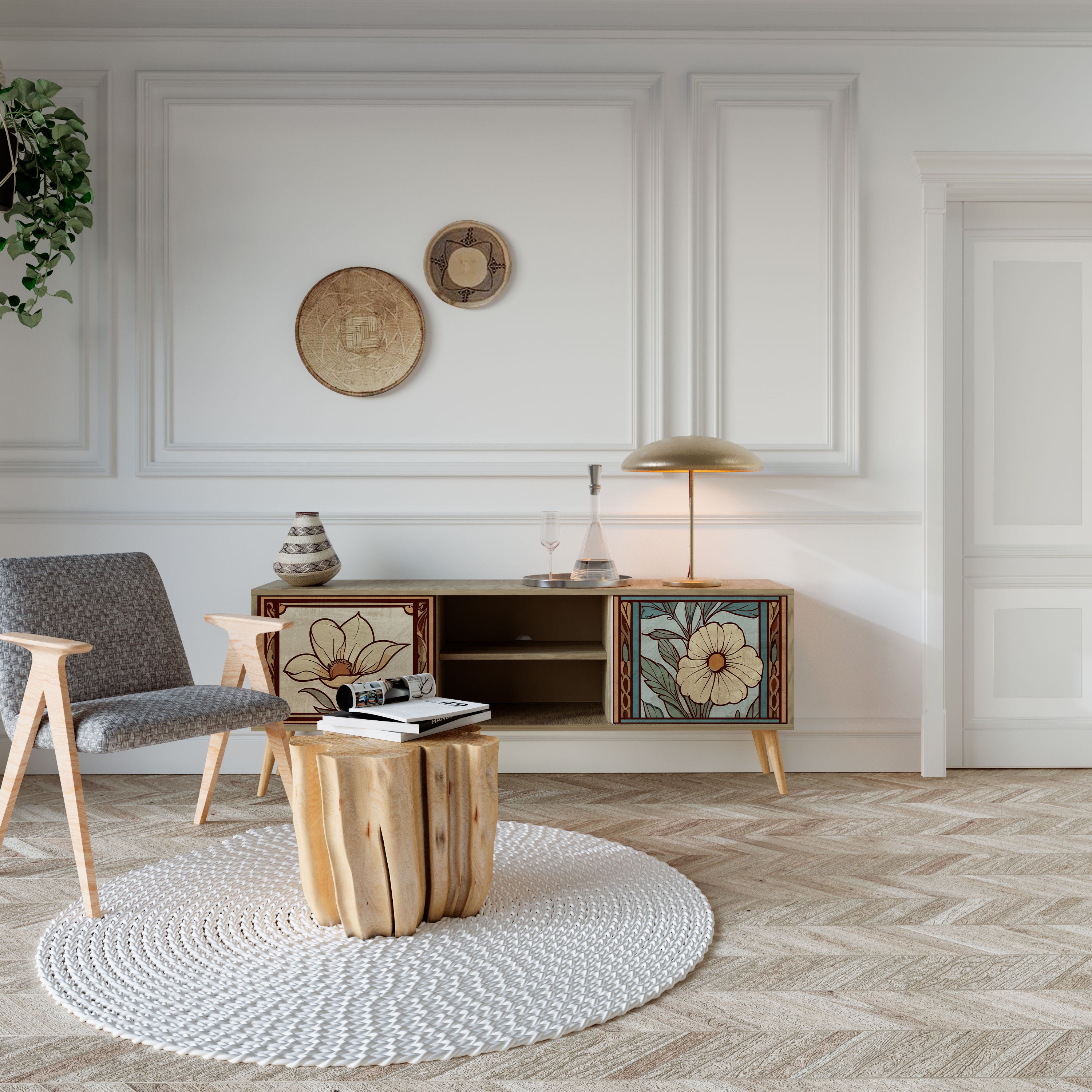 TIMELESS FLORA Έπιπλο τηλεόρασης 2-θυρών