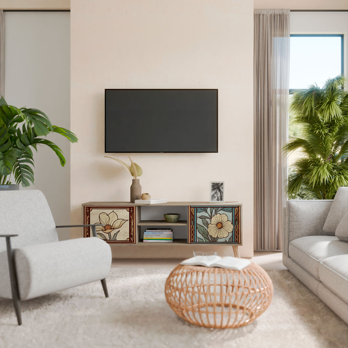 TIMELESS FLORA Έπιπλο τηλεόρασης 2-θυρών