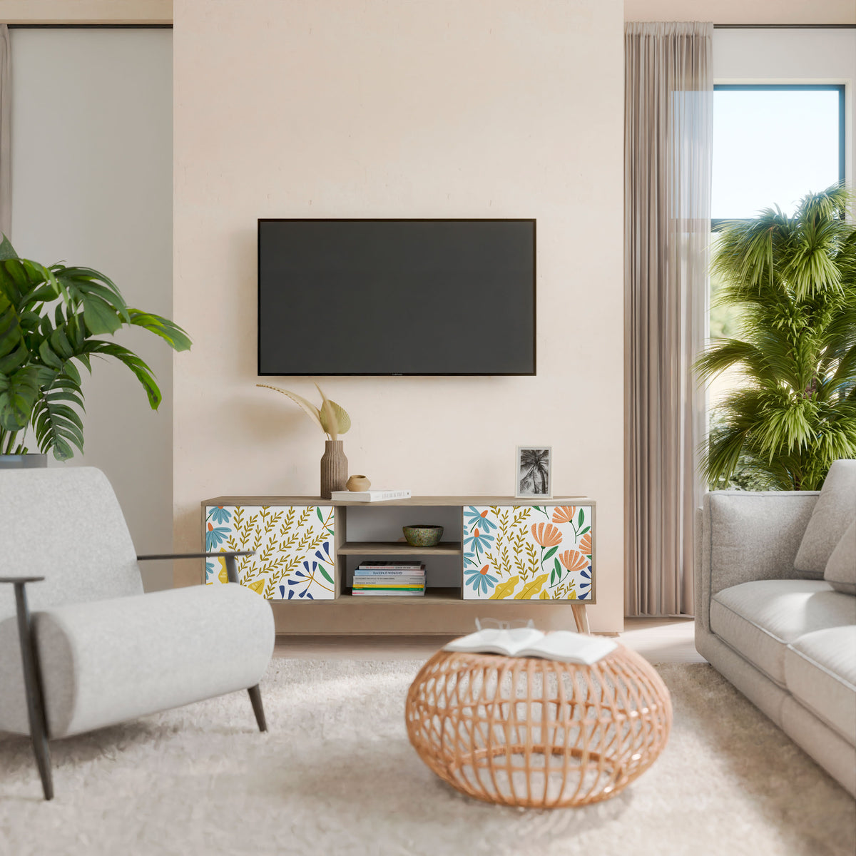 HELLO SPRING Έπιπλο τηλεόρασης 2-θυρών