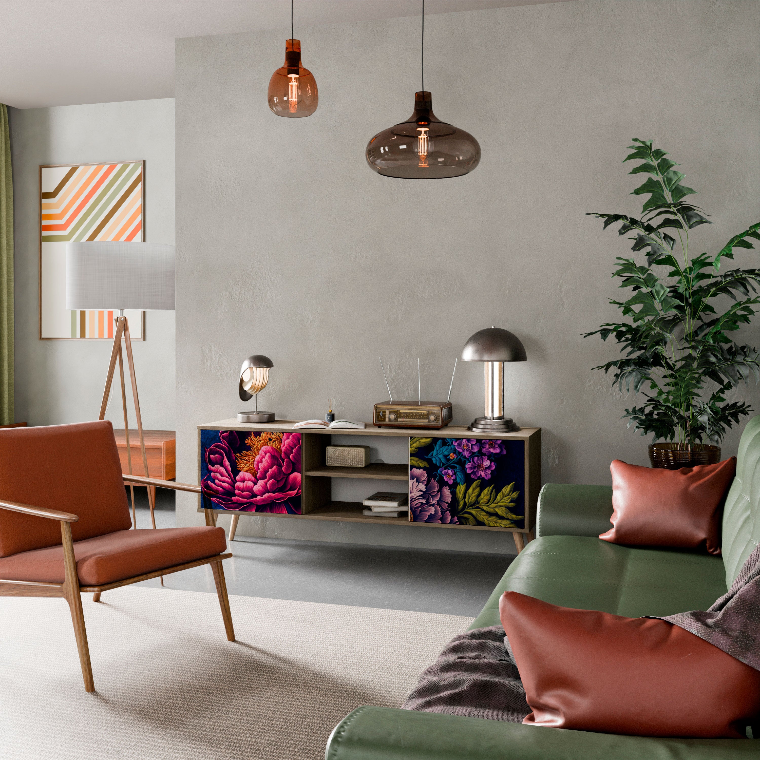 Βάση τηλεόρασης BLOOMING ELEGANCE 2 πορτών σε όψη δρυός