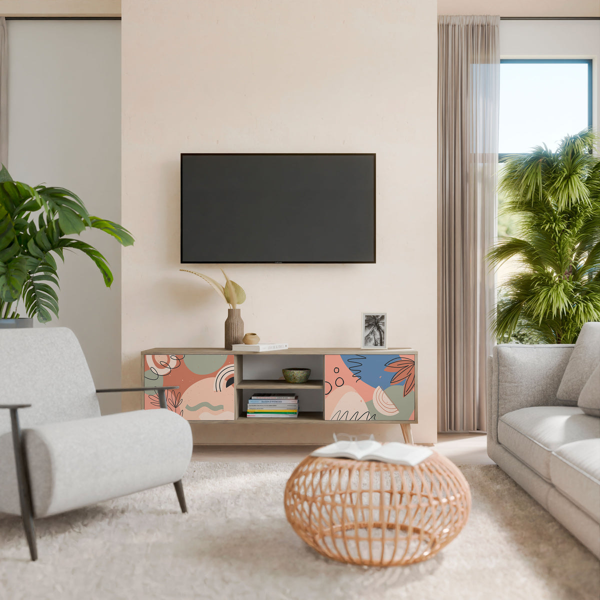 PASTEL DESTINY Έπιπλο τηλεόρασης 2-θυρών