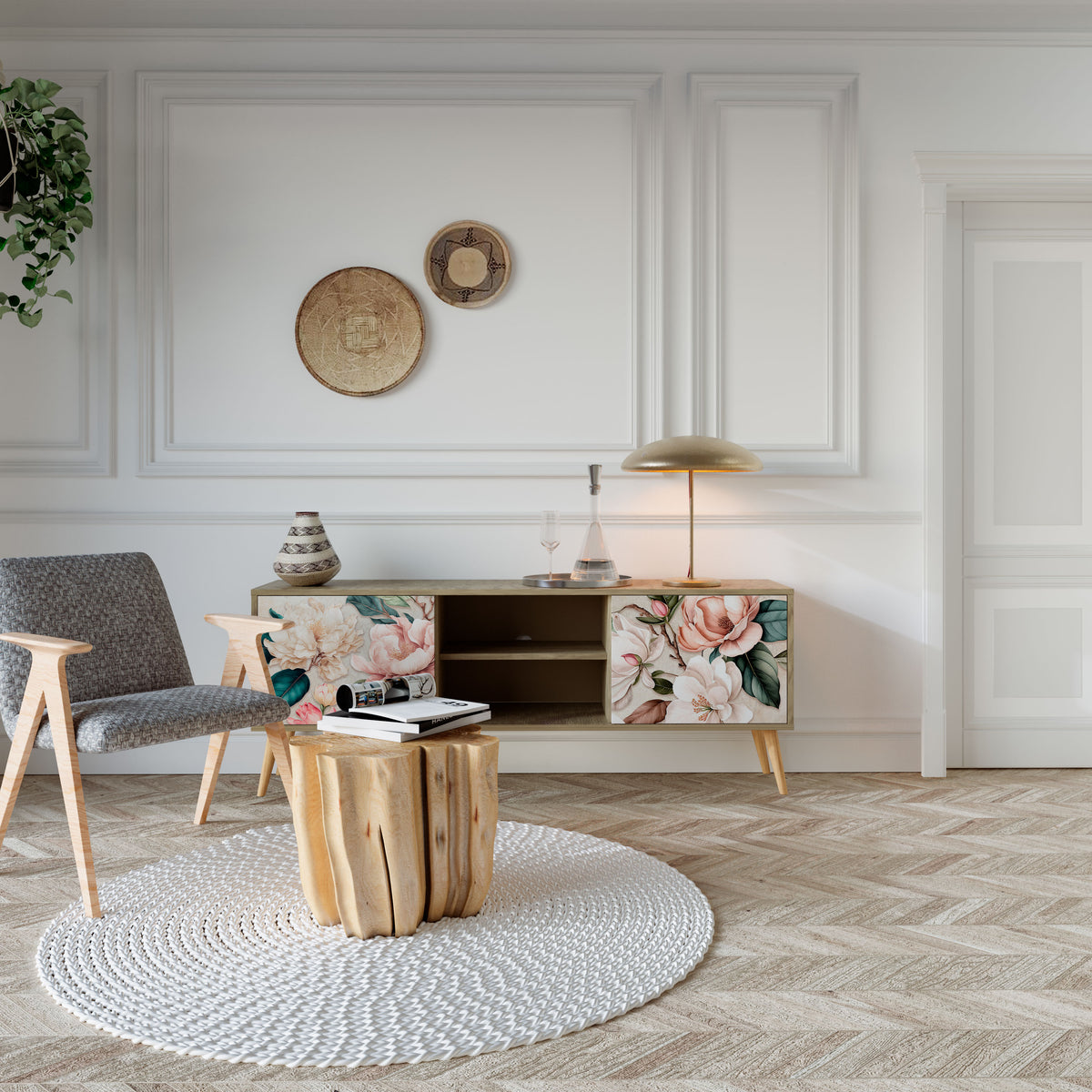 FLORAL GRACE Έπιπλο τηλεόρασης 2-θυρών