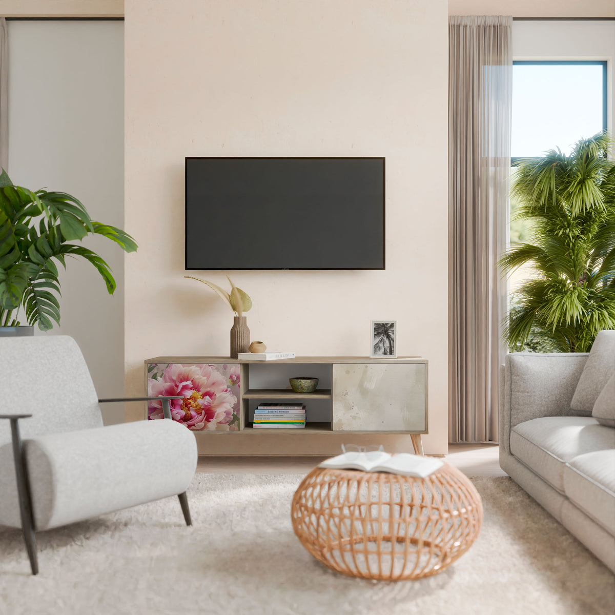 PEONY WHISPER Έπιπλο τηλεόρασης 2-θυρών