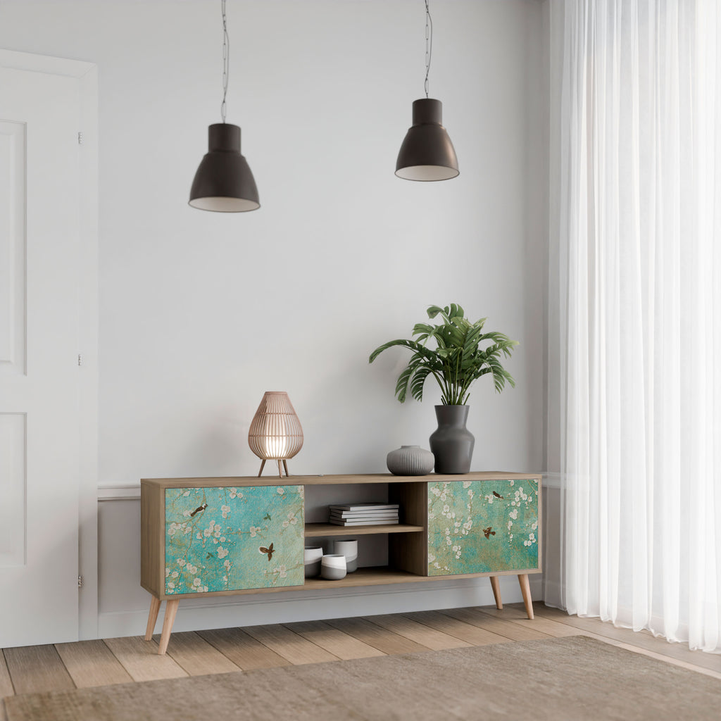 Βάση τηλεόρασης BLOOMING CHARM με 2 πόρτες σε όψη δρυός