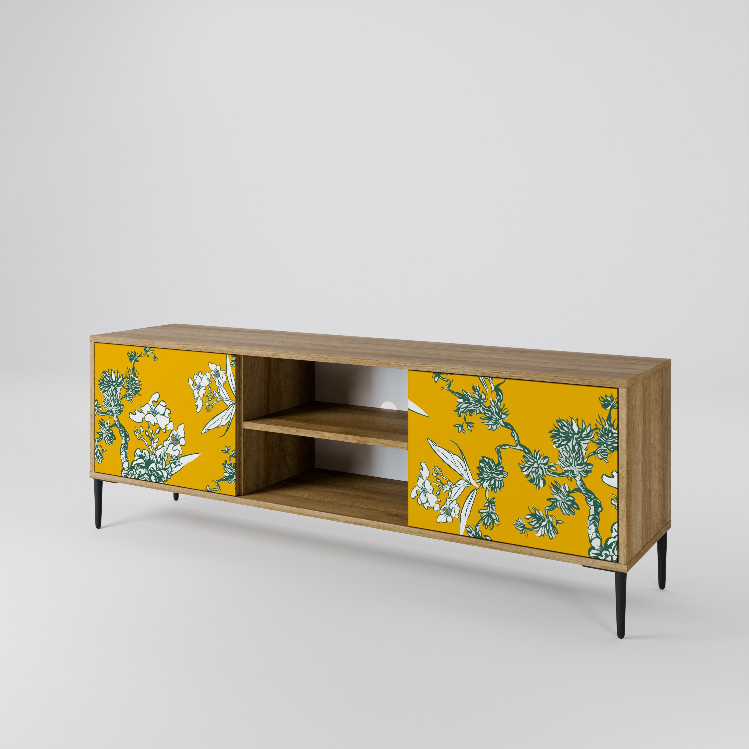 YELLOW CHINOISERIE 2-Door TV Cabinet