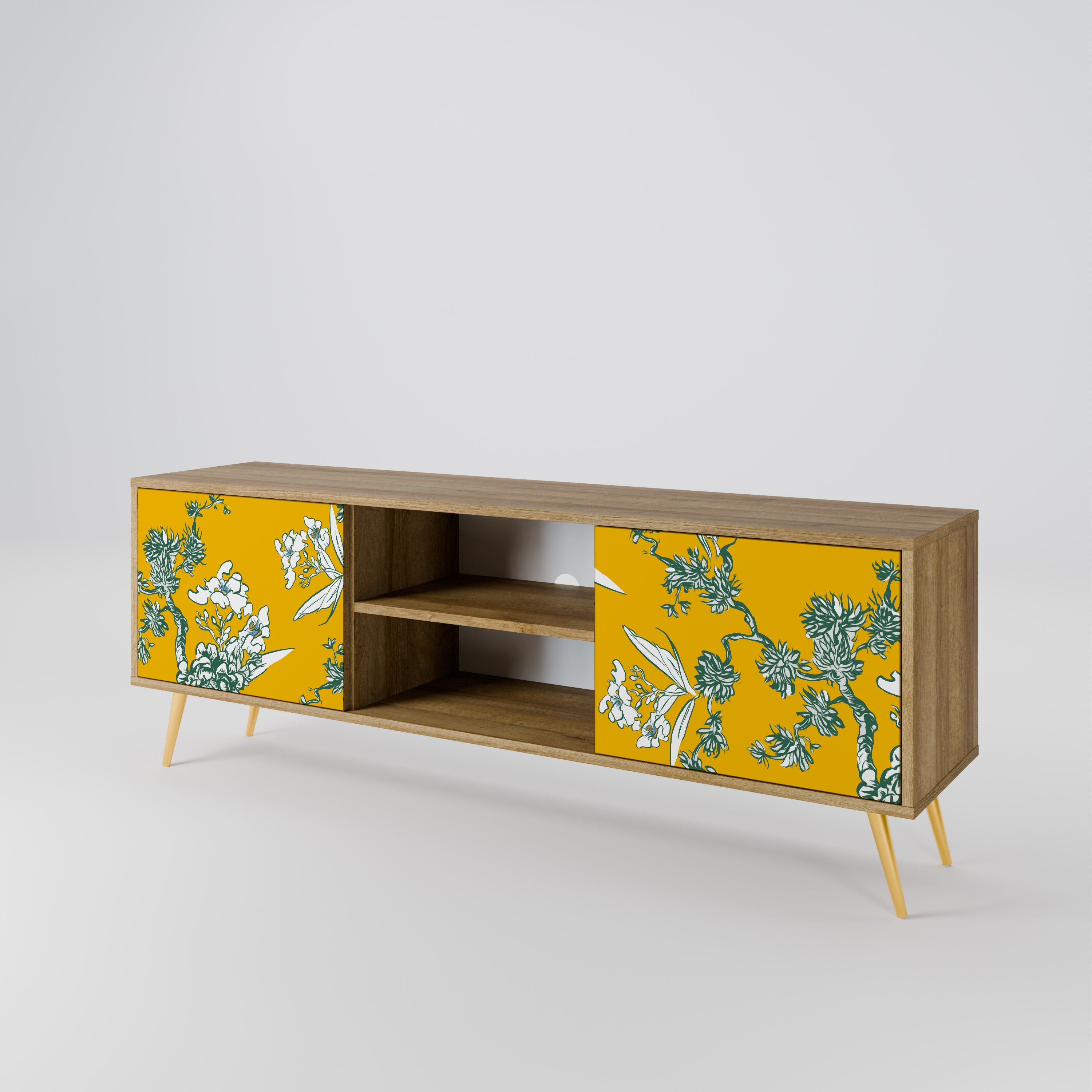 YELLOW CHINOISERIE 2-Door TV Cabinet
