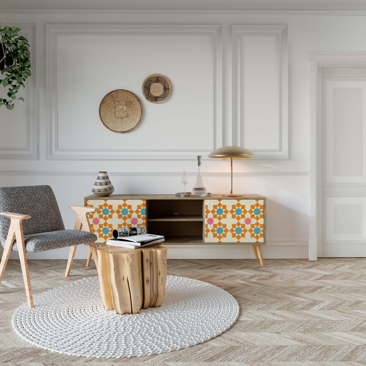 FLORAL DECOR Έπιπλο τηλεόρασης 2-θυρών